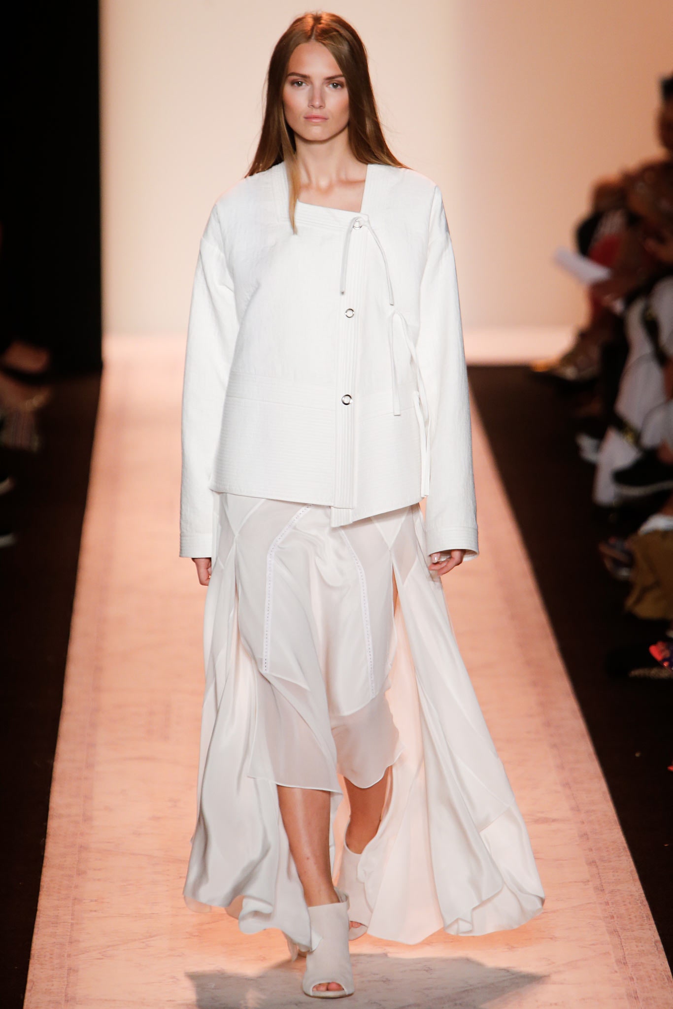 white coat and layered dress
