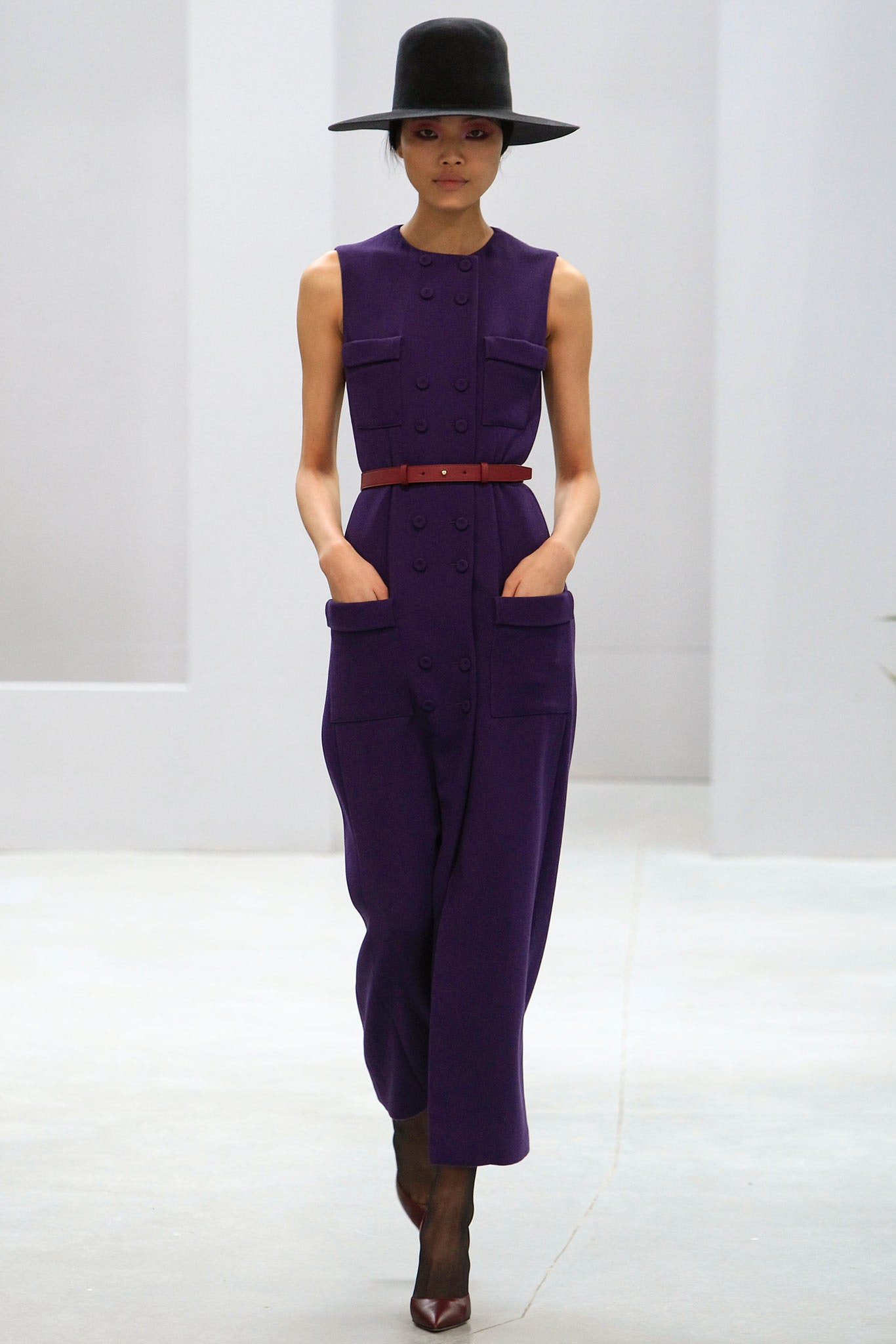 fitted purple cotton jumpsuit