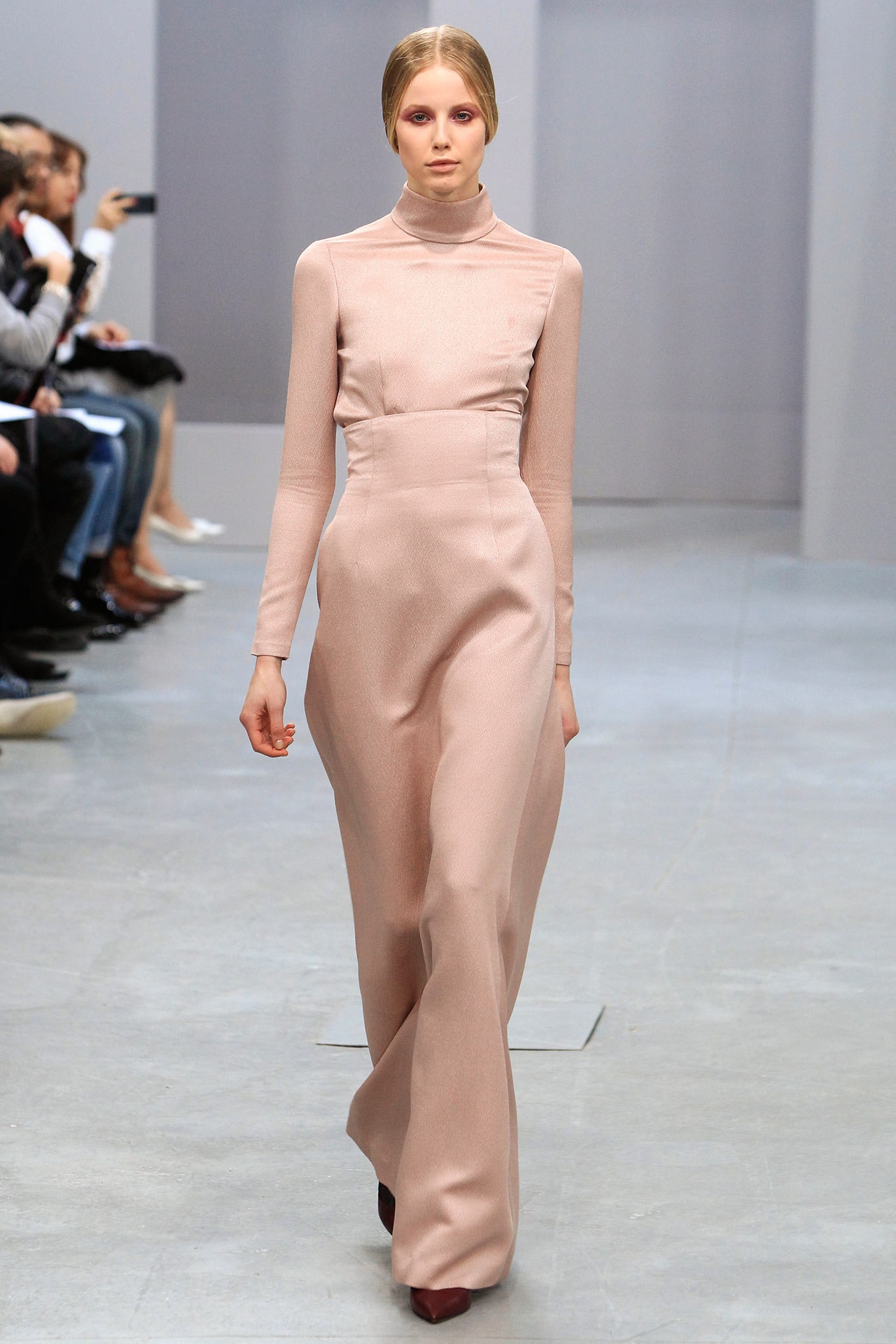 fitted pink silk gown