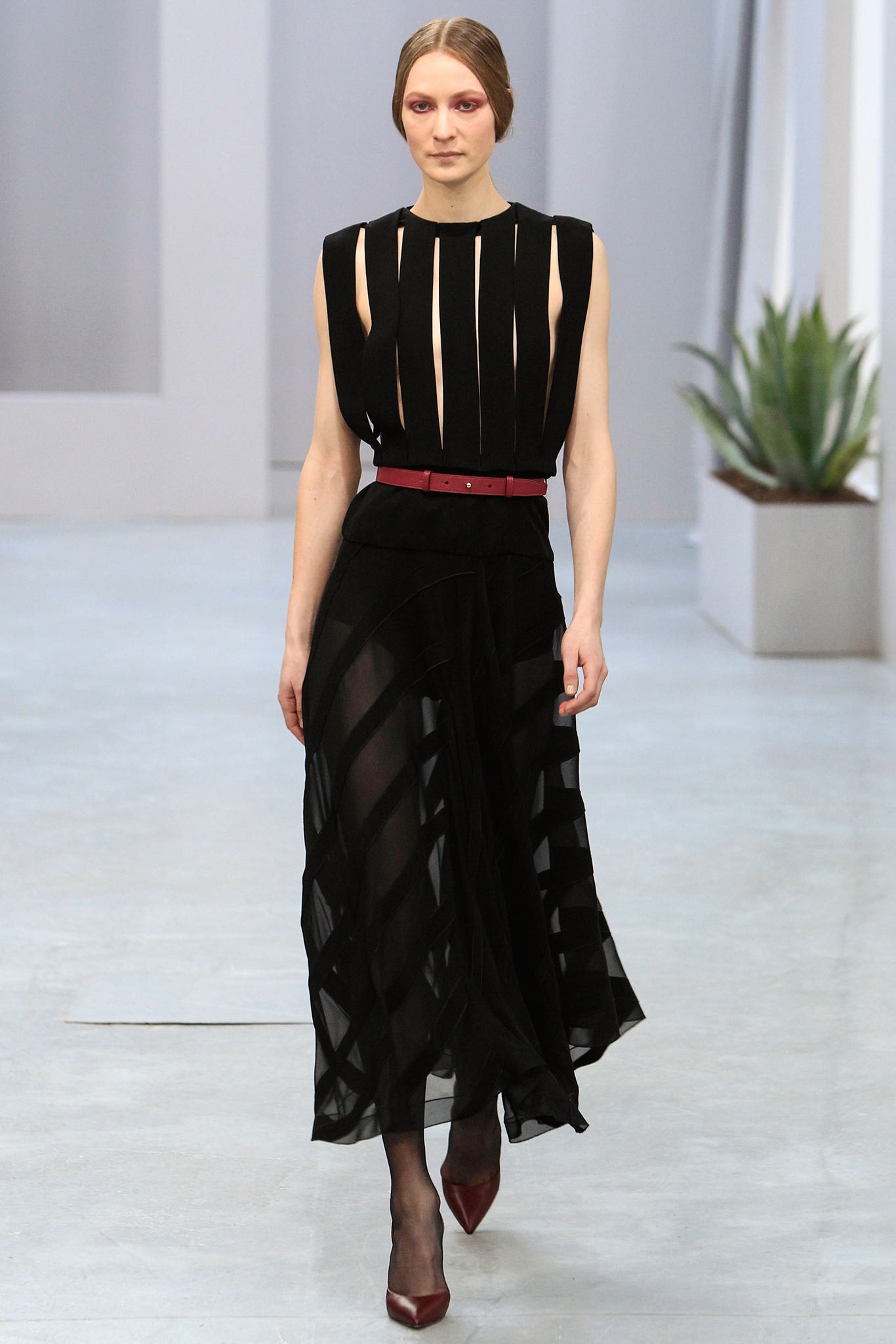 black silk sleeveless dress