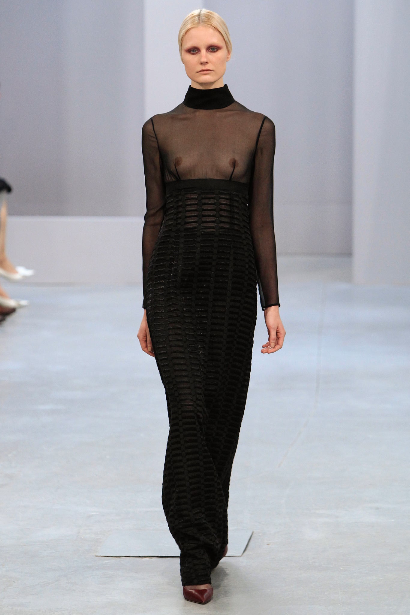 black sheer long-sleeve gown