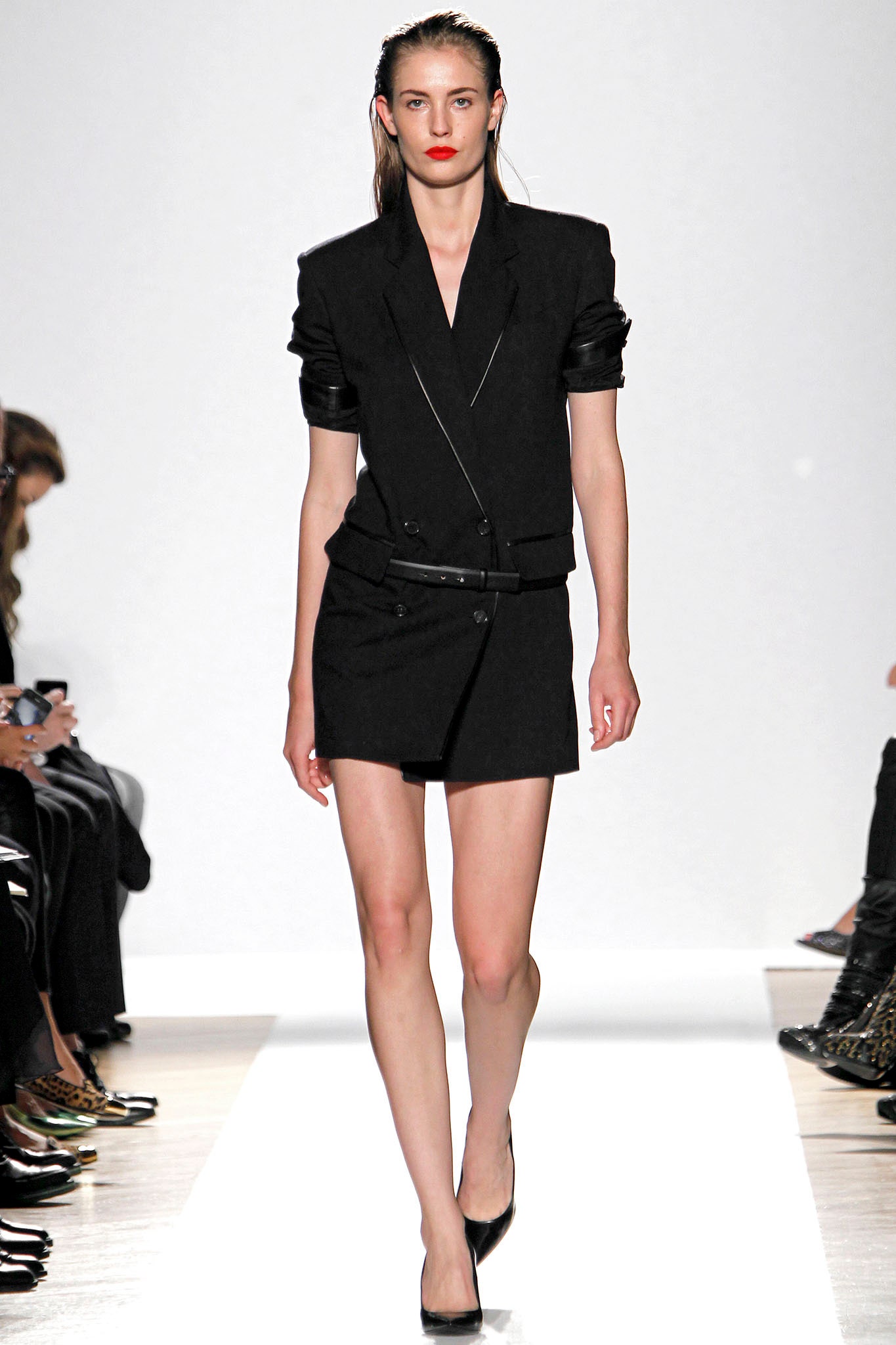 black fitted blazer and skirt