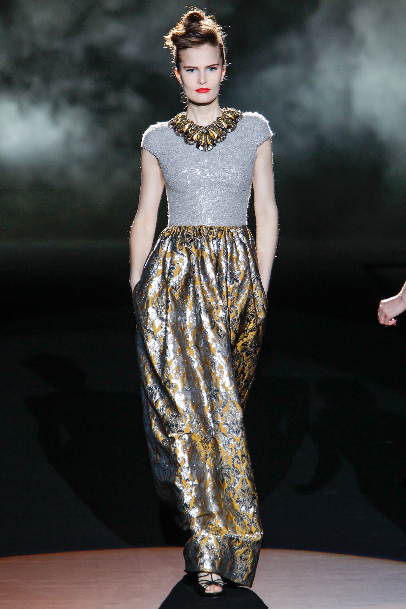 gold and silver embroidered gown