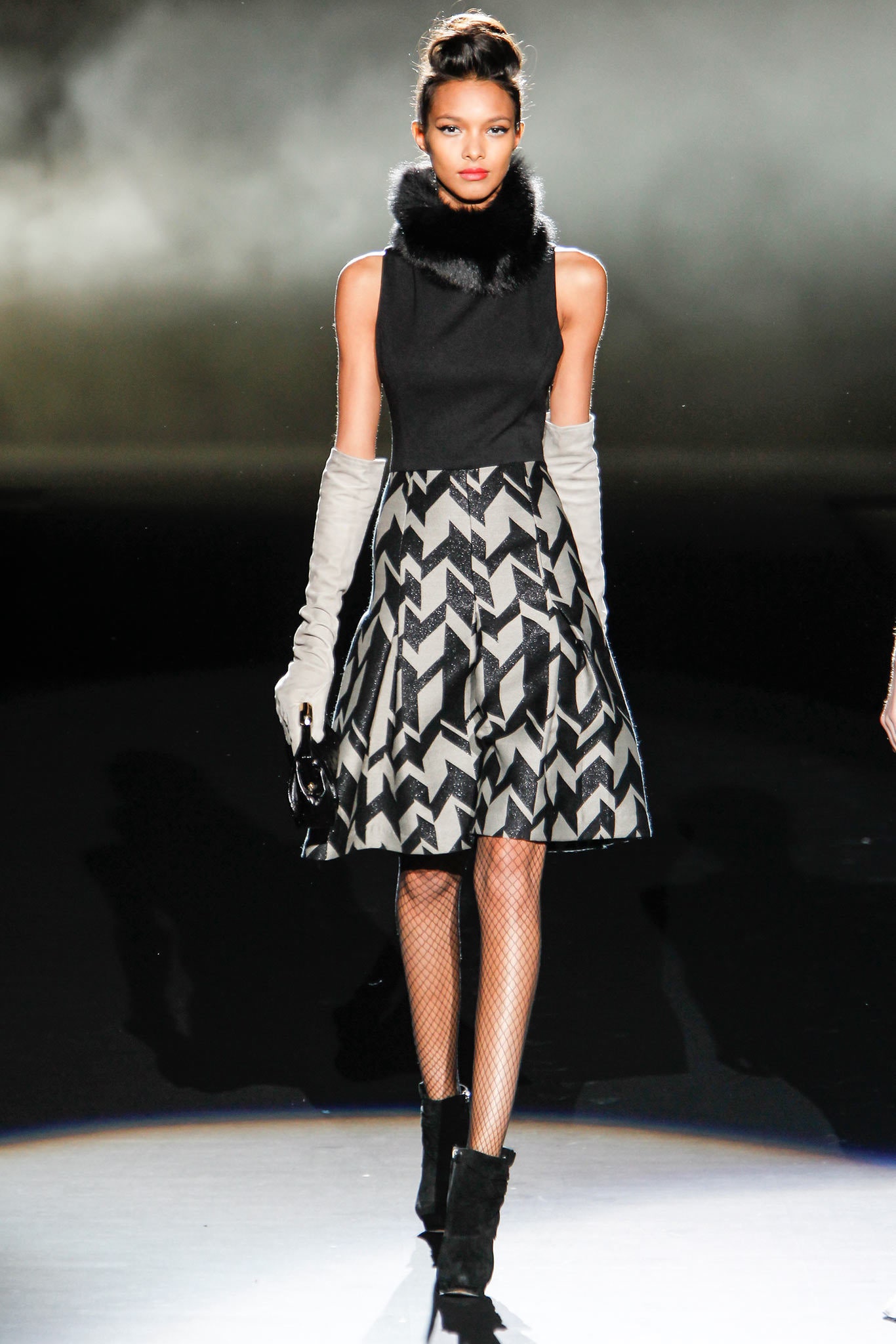 black and white pleated mini dress