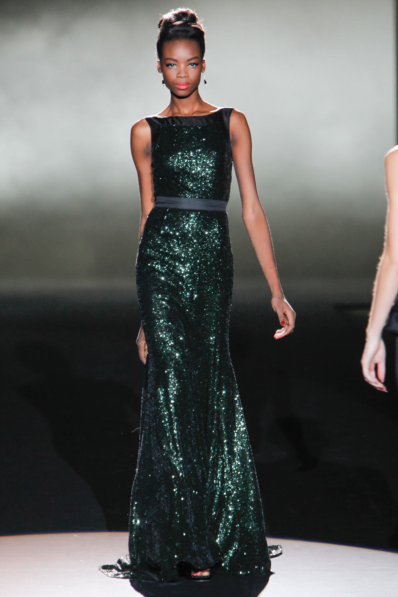 fitted green sequin gown