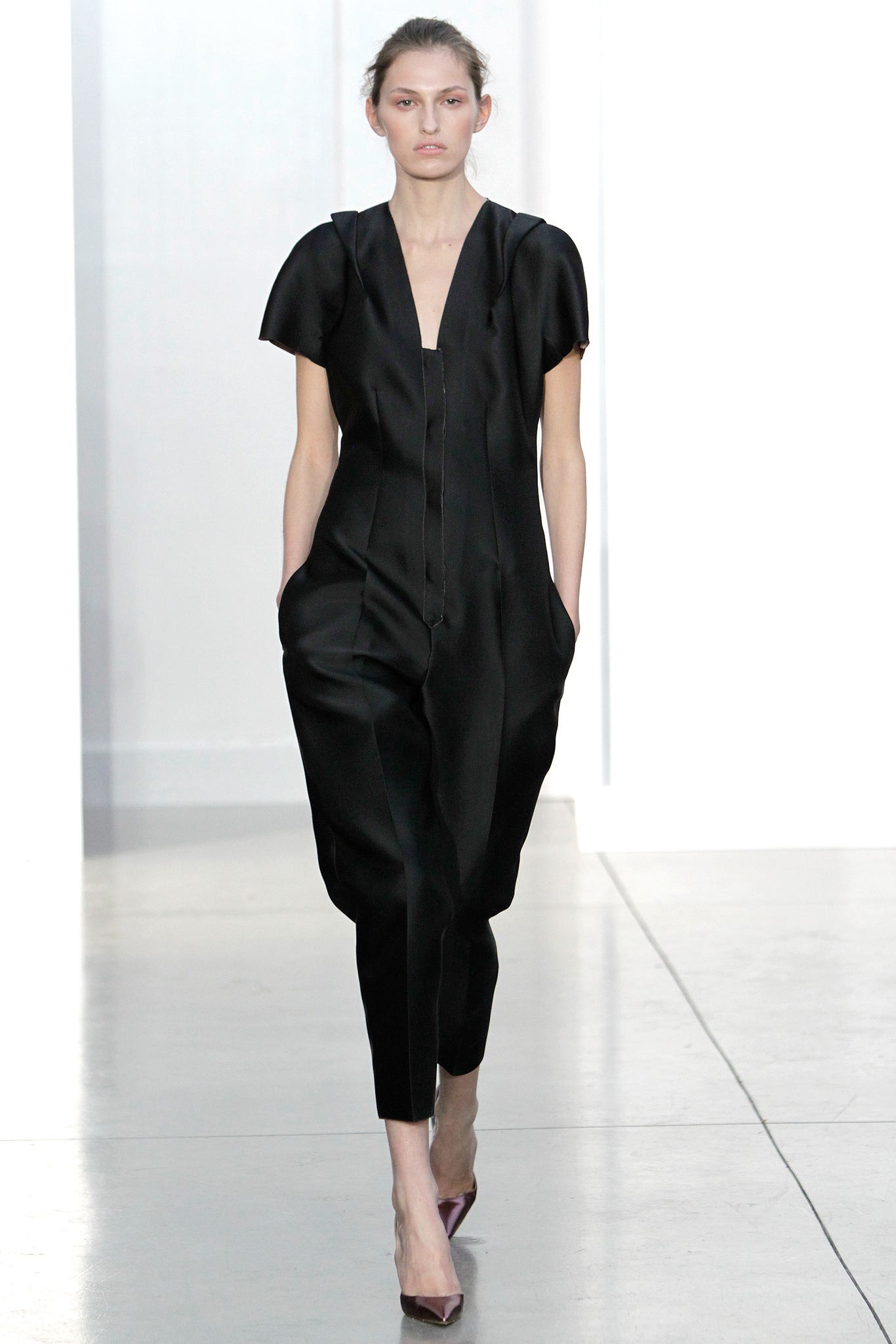 black silk fitted jumpsuit