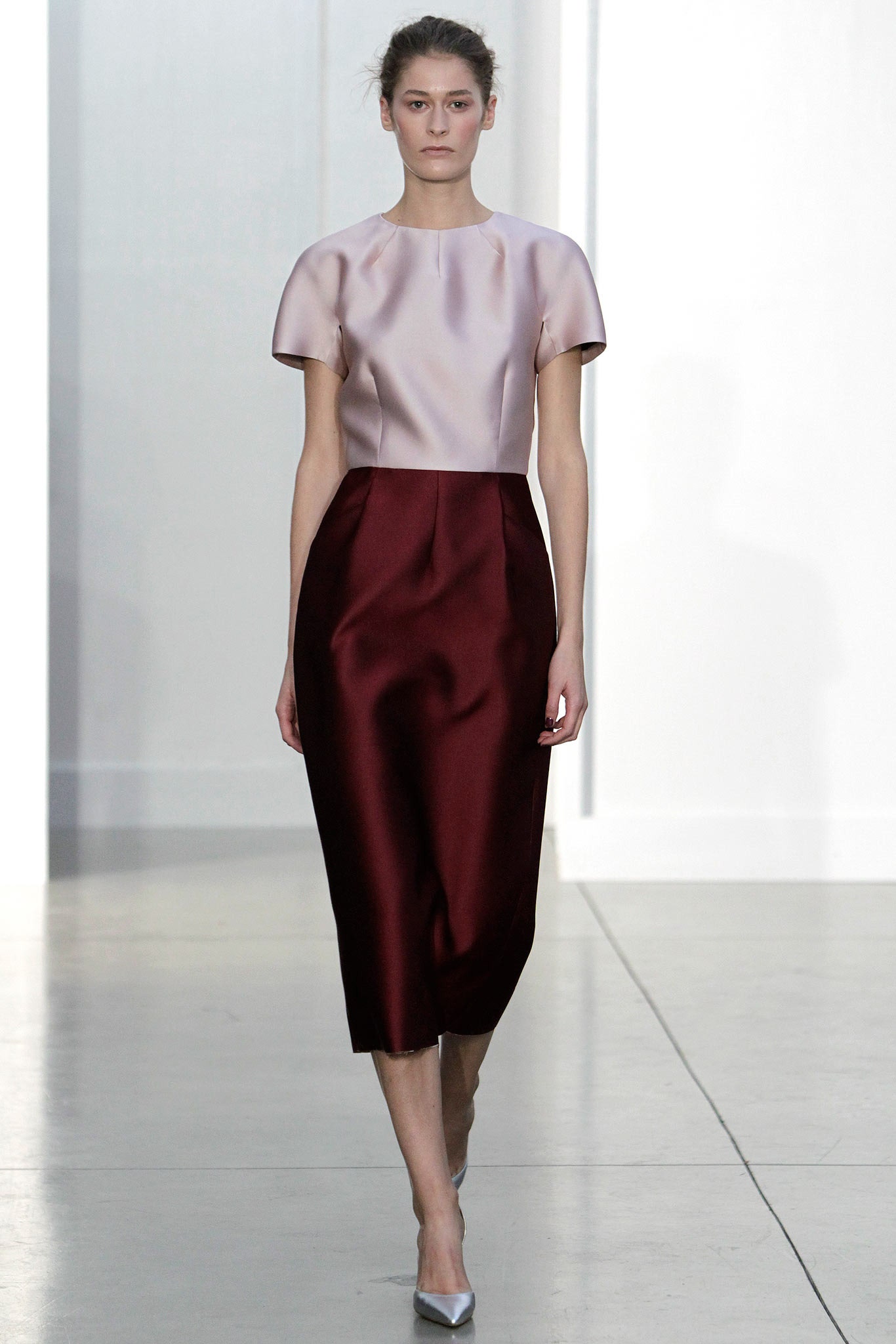 pink and red silk midi dress