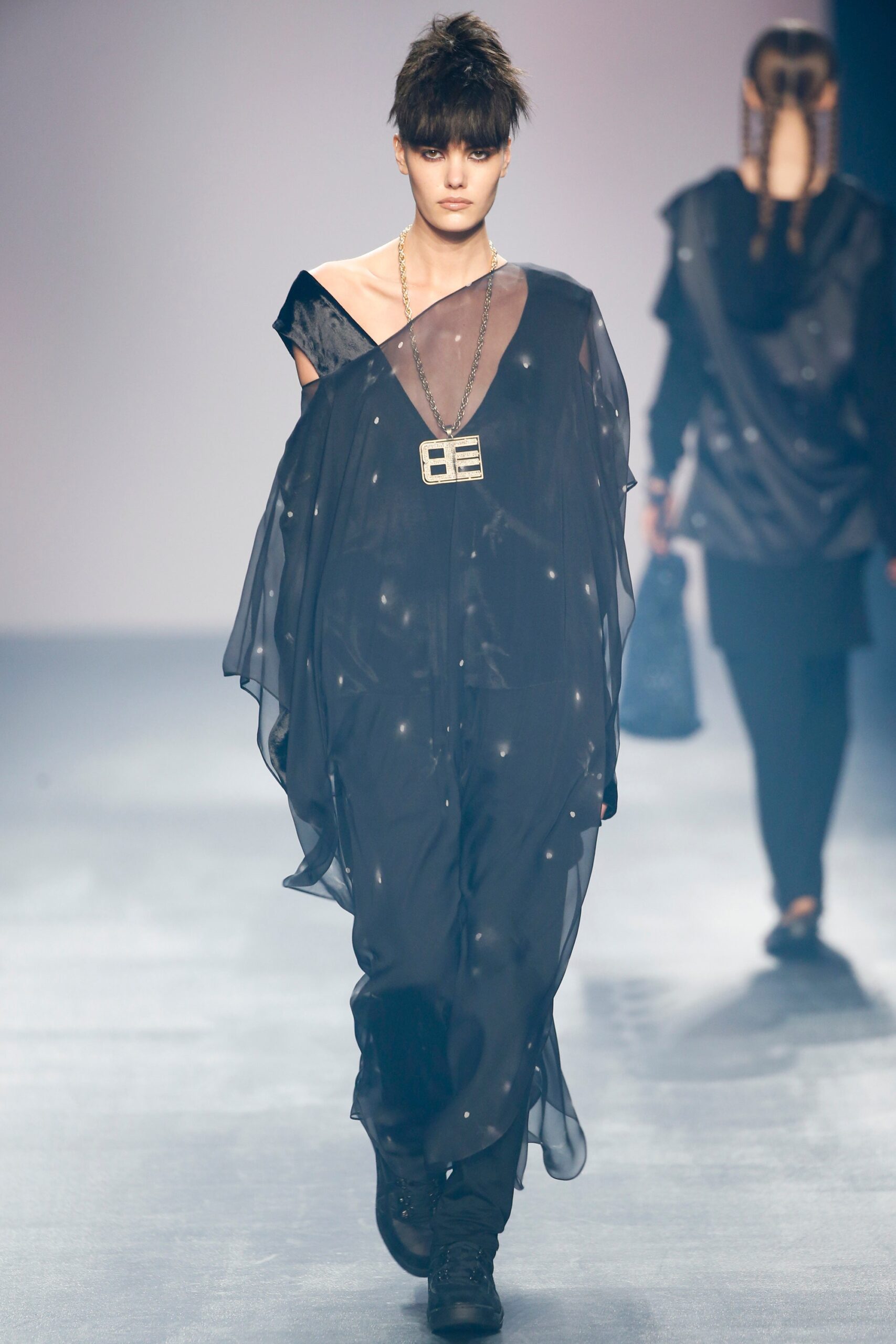black chiffon relaxed wide-leg pants