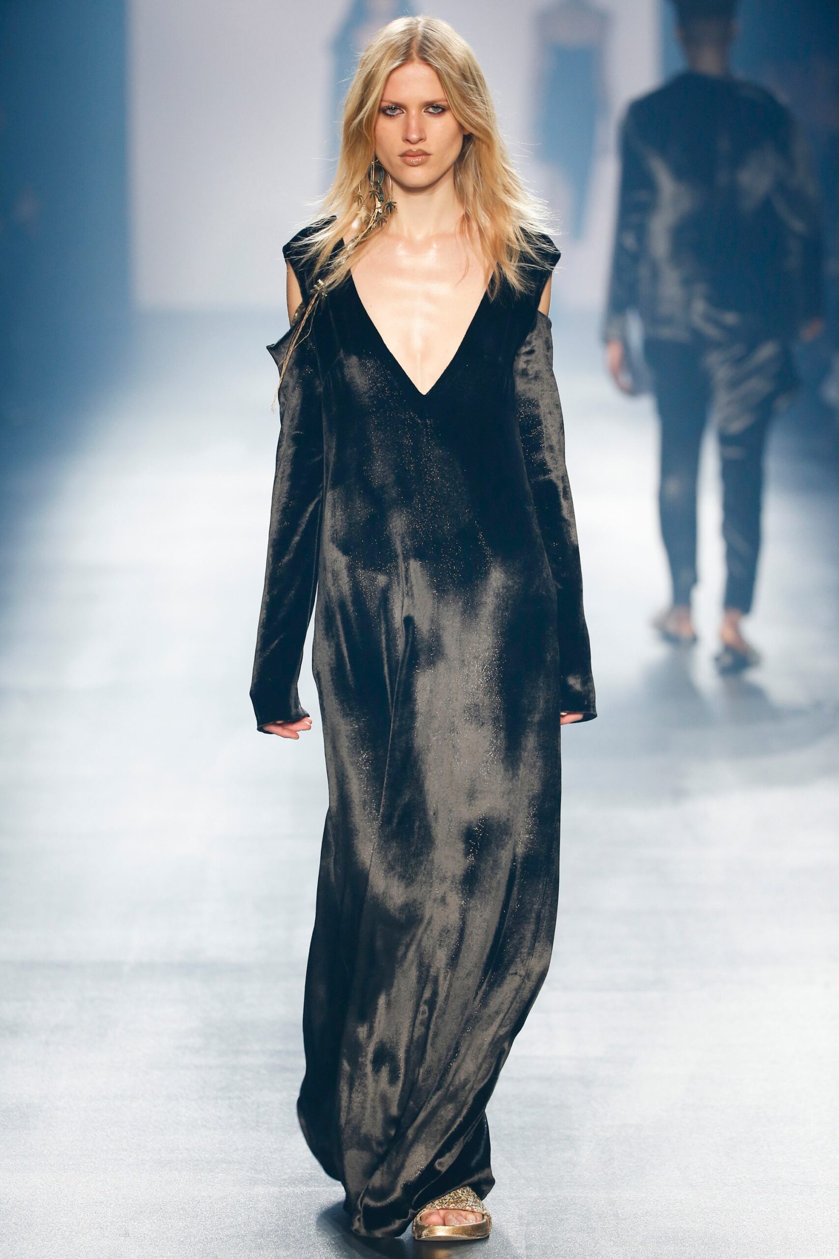 black velvet fitted gown