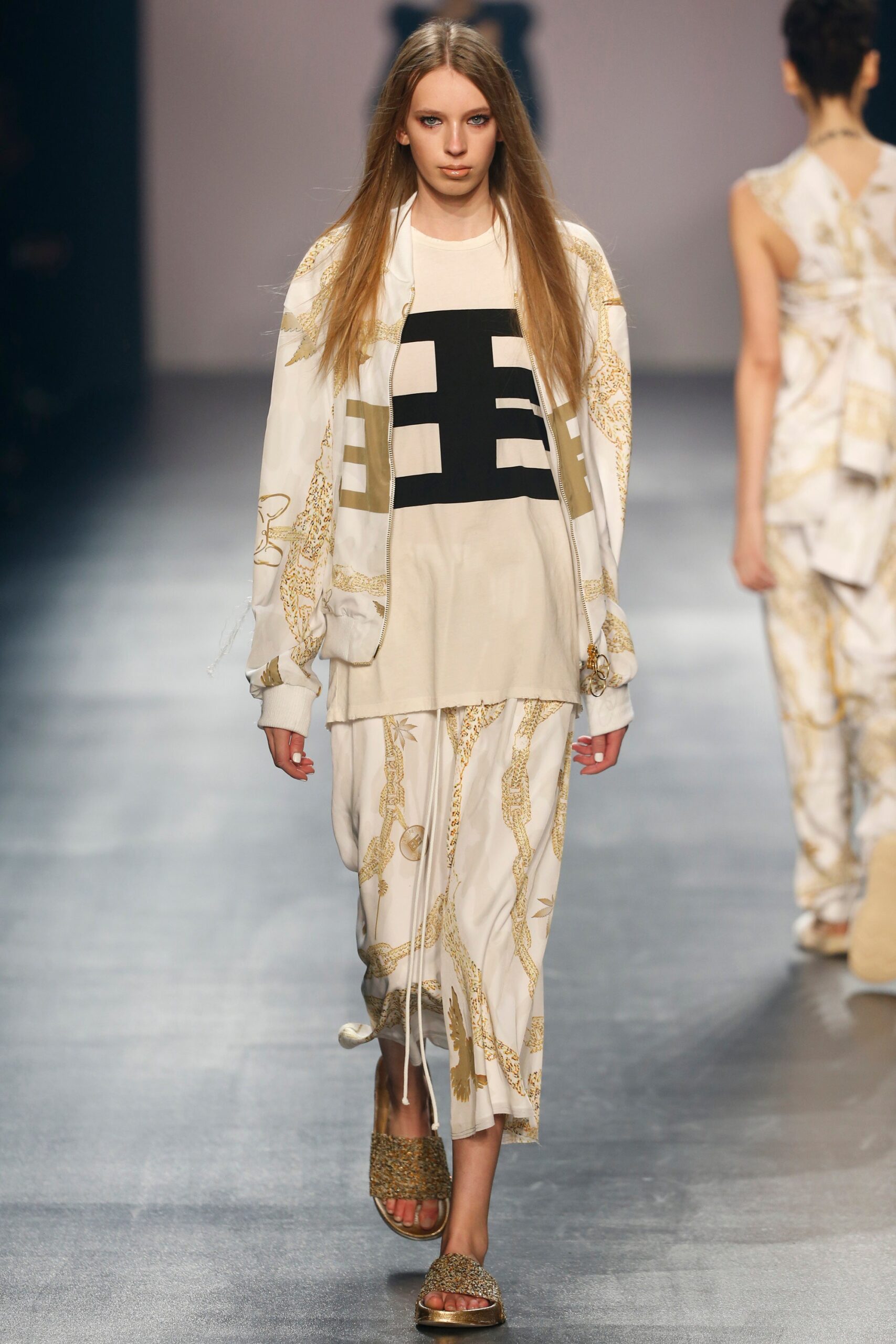 white silk relaxed layered pants