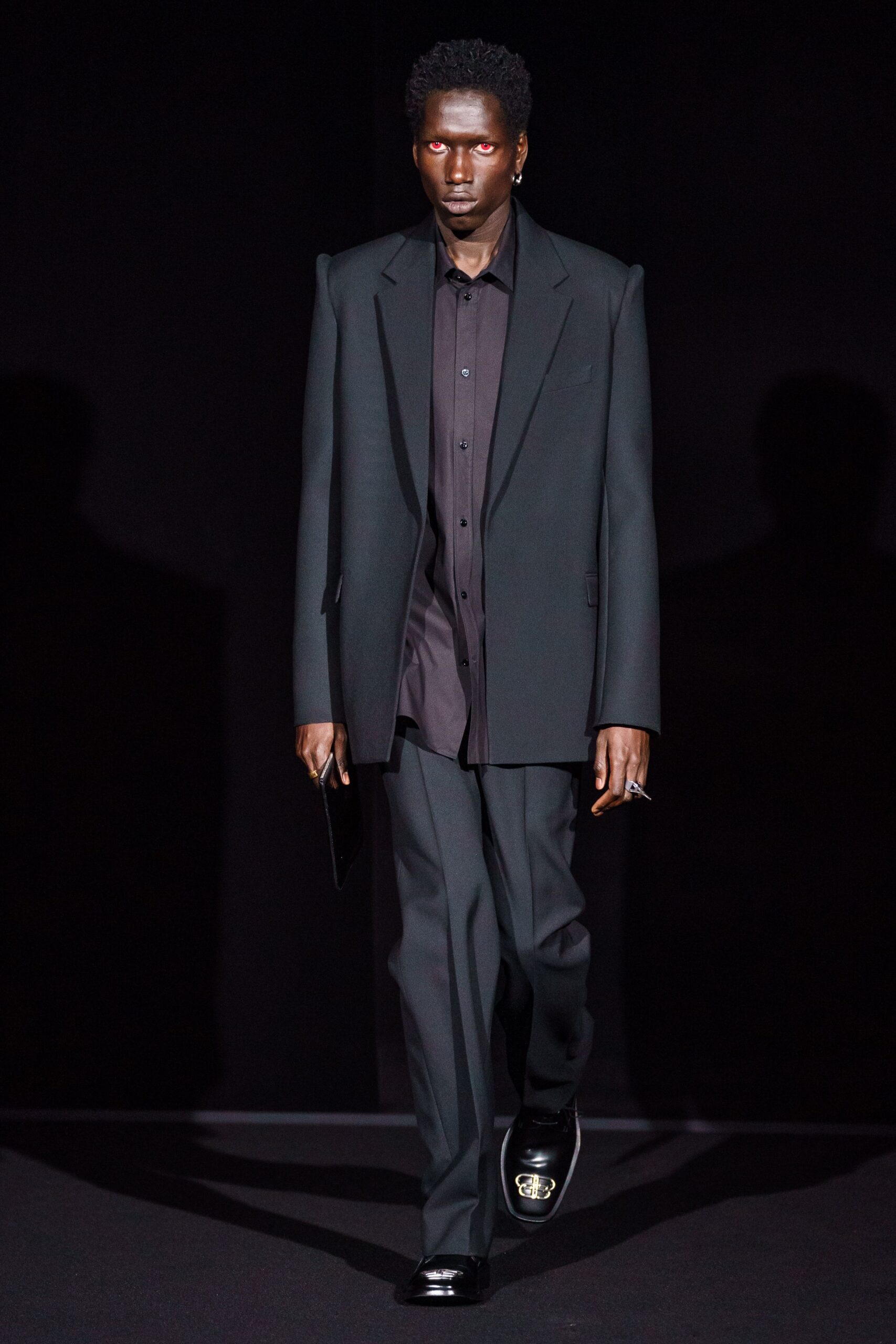 black tailored suit with shirt