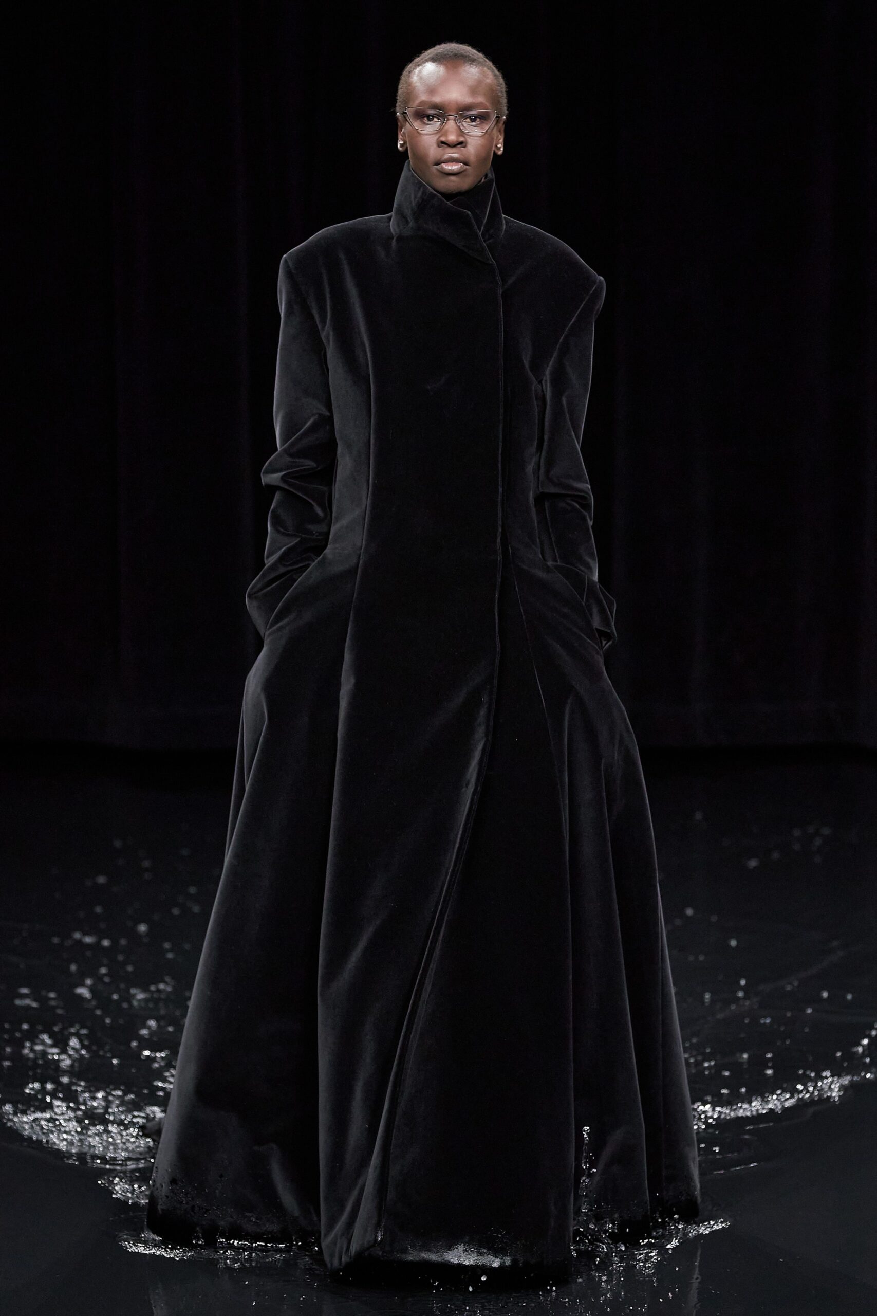 black velvet fitted coat