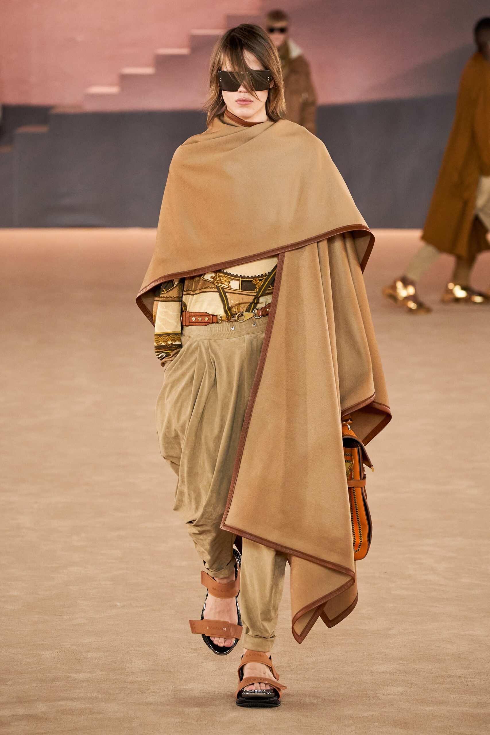 beige wool relaxed cape