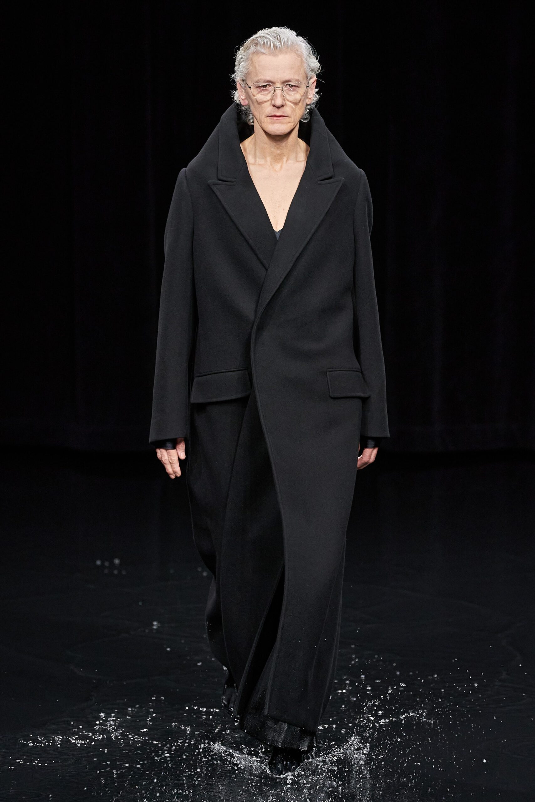 black wool relaxed coat