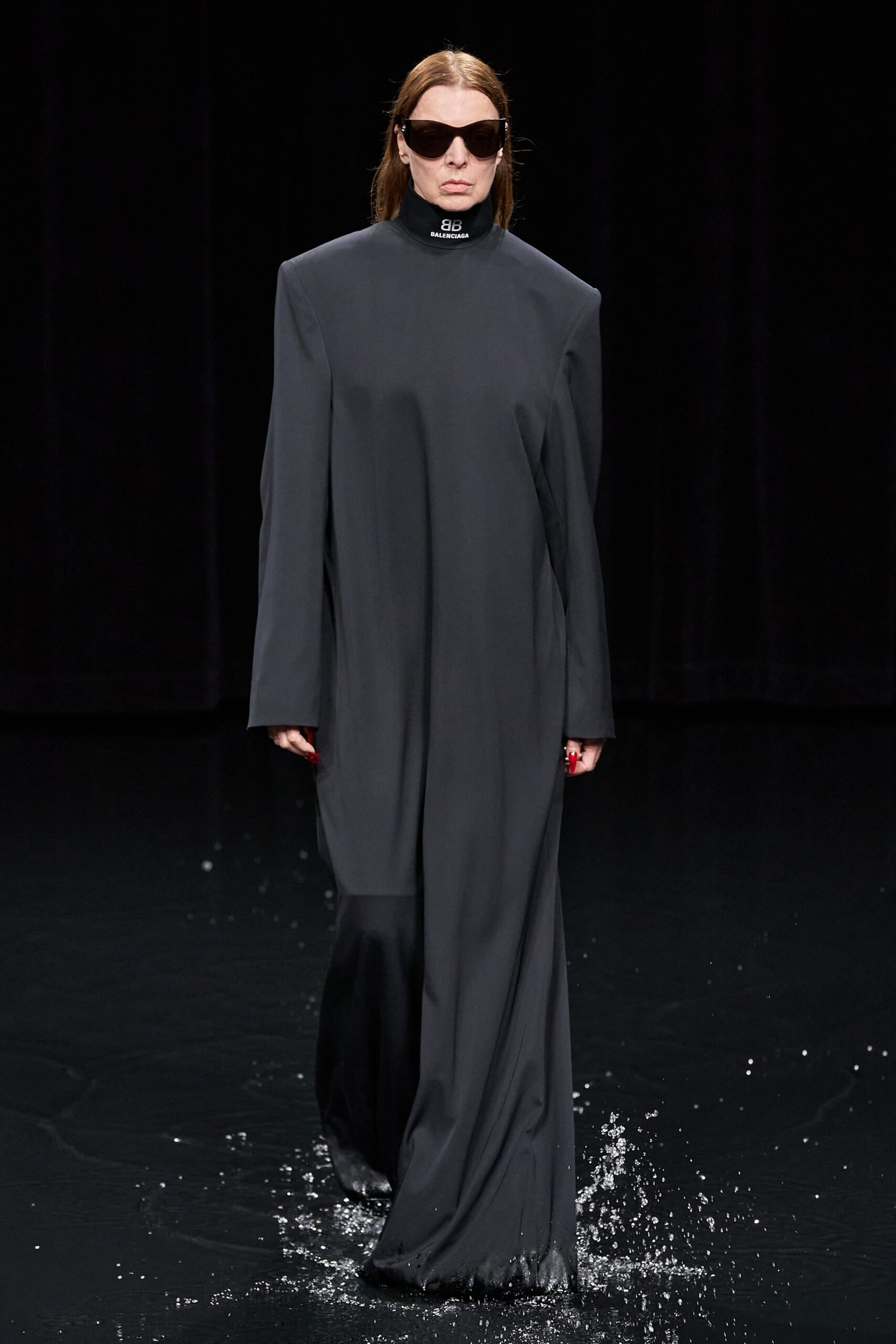 black oversized silk dress