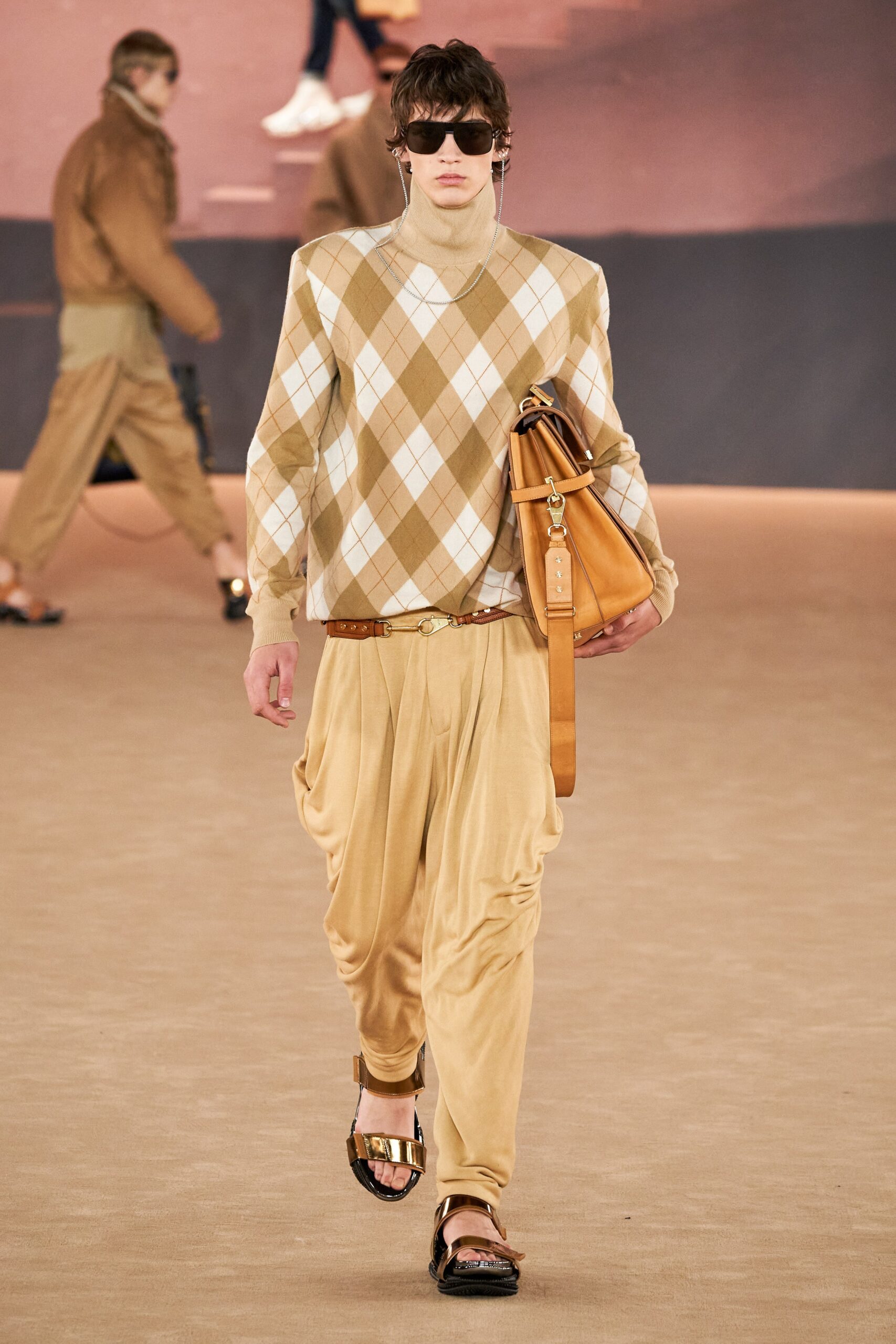 brown leather structured bag