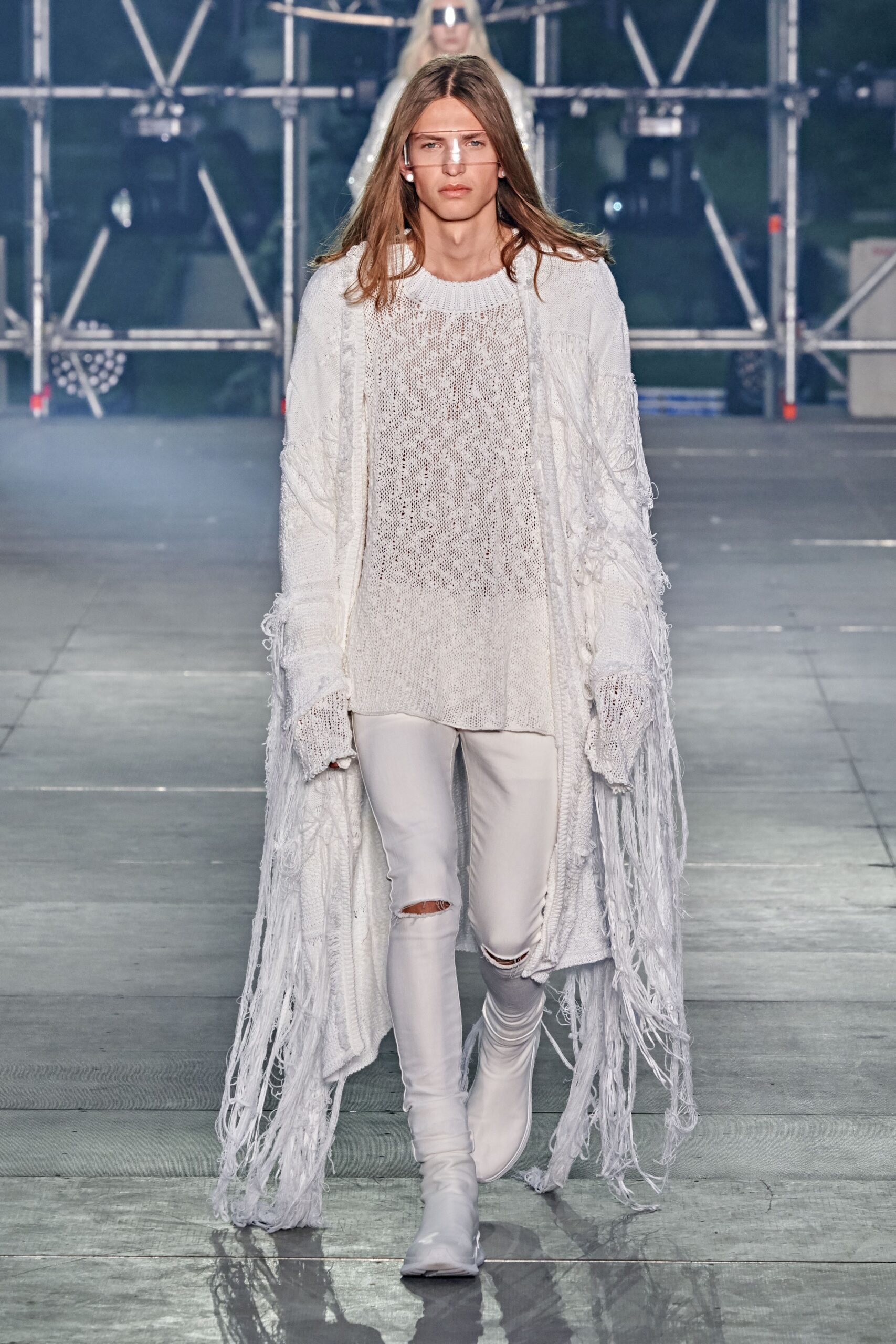 white relaxed top with fringes