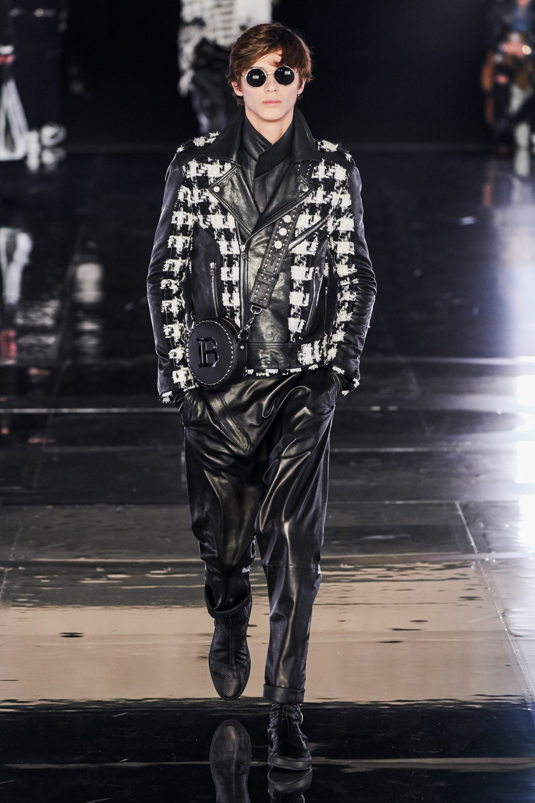 black and white leather jacket outfit