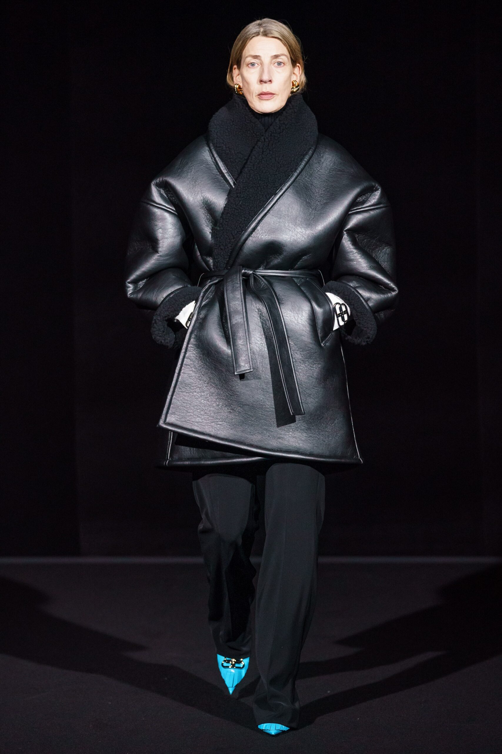 black leather relaxed coat