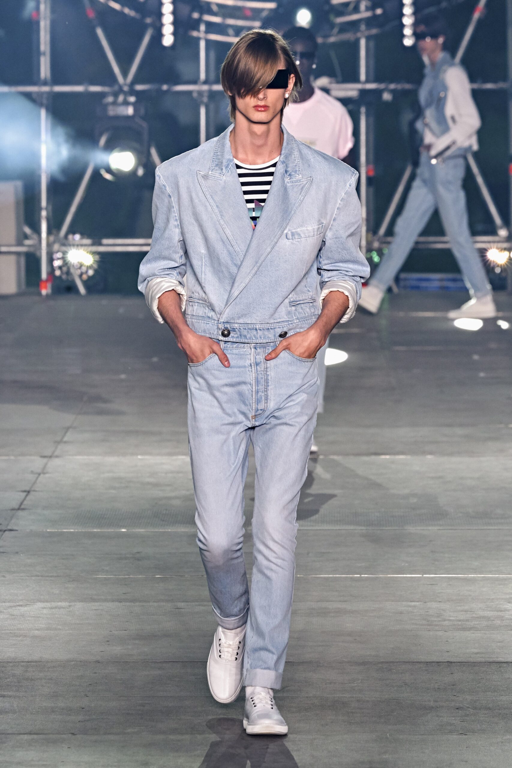 blue denim jacket and pants