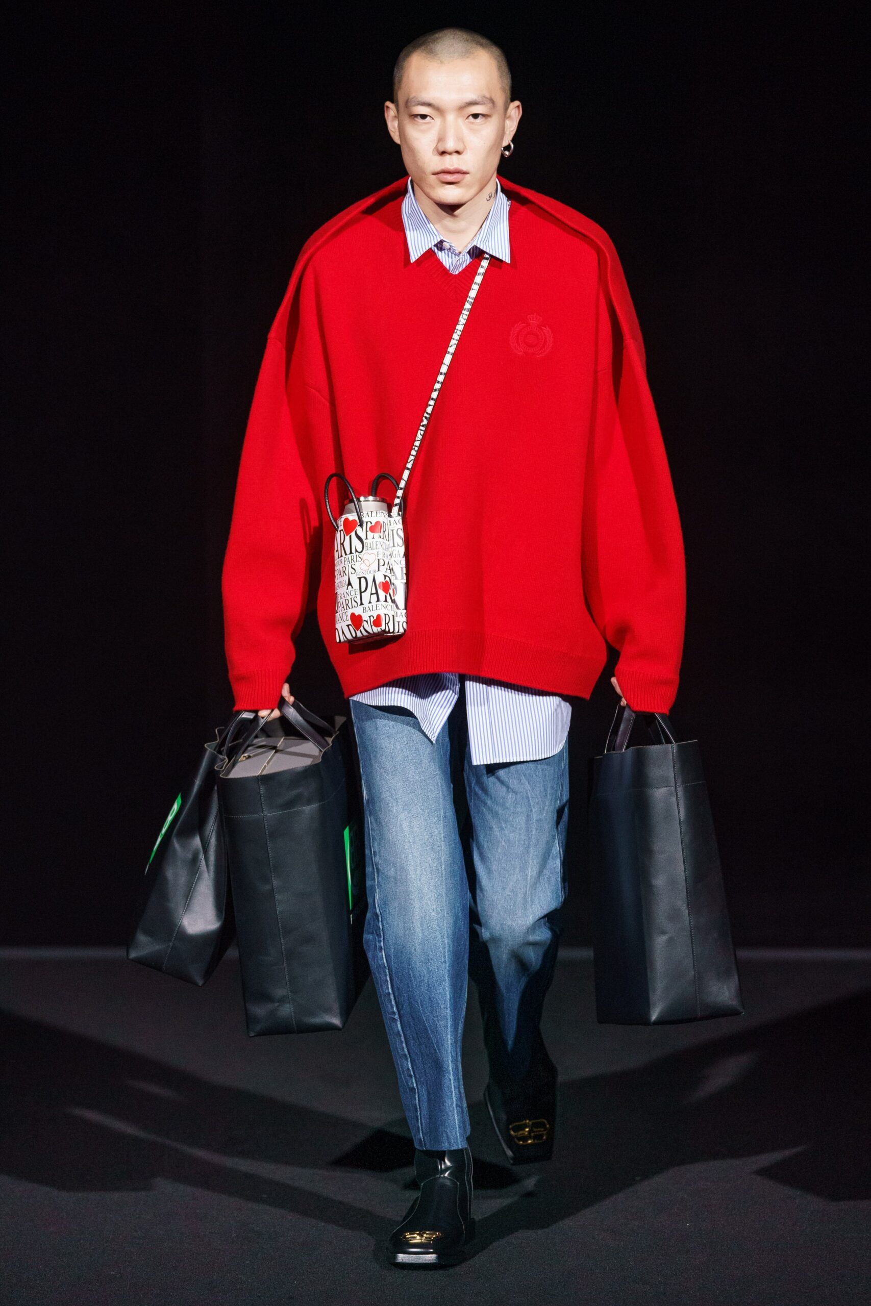 oversized red sweater with jeans
