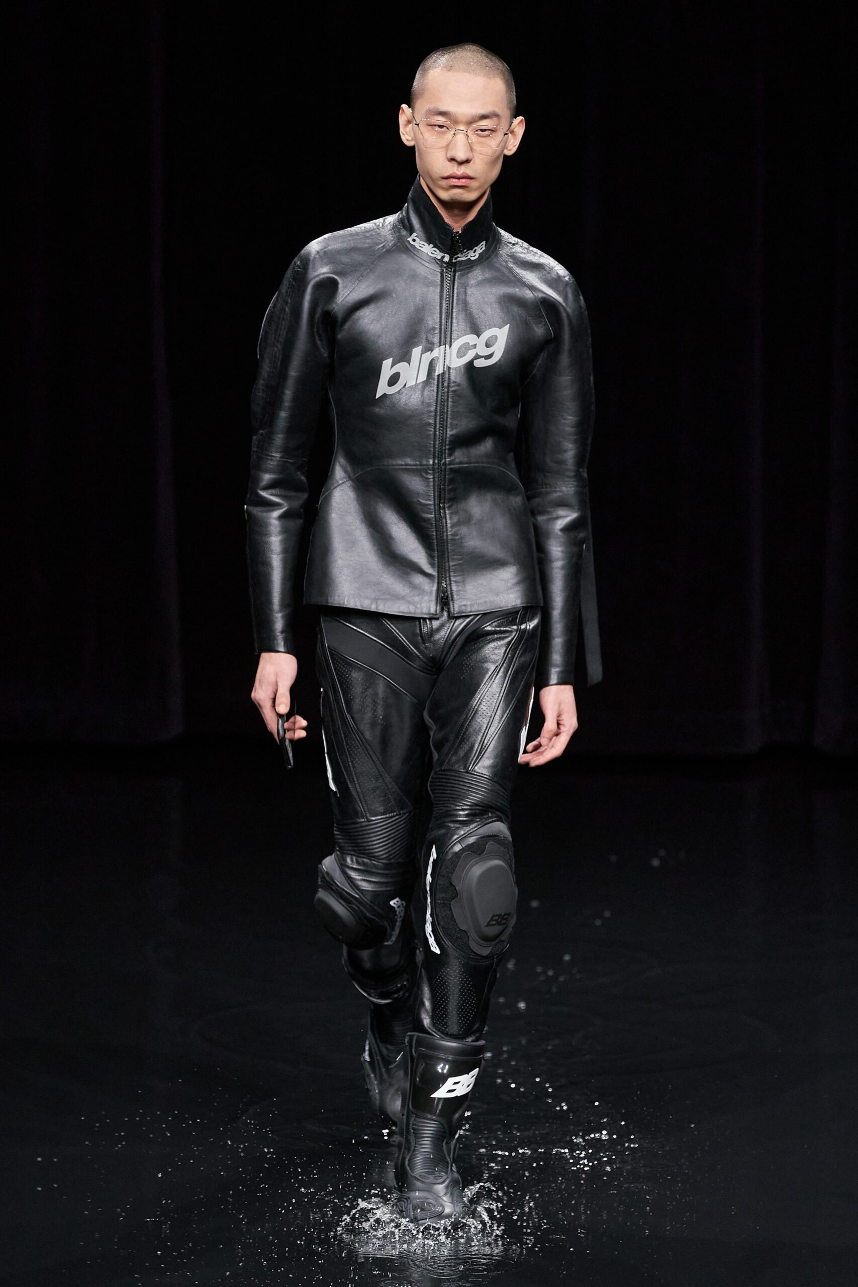 black leather fitted boots