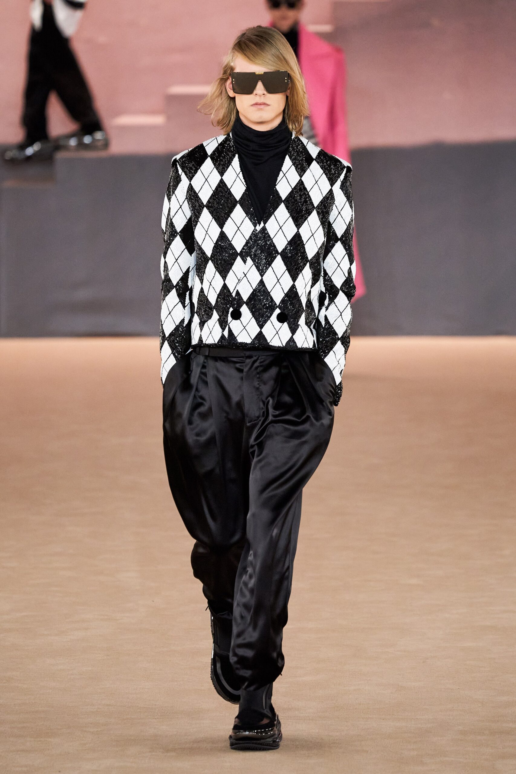 black and white checkered blazer