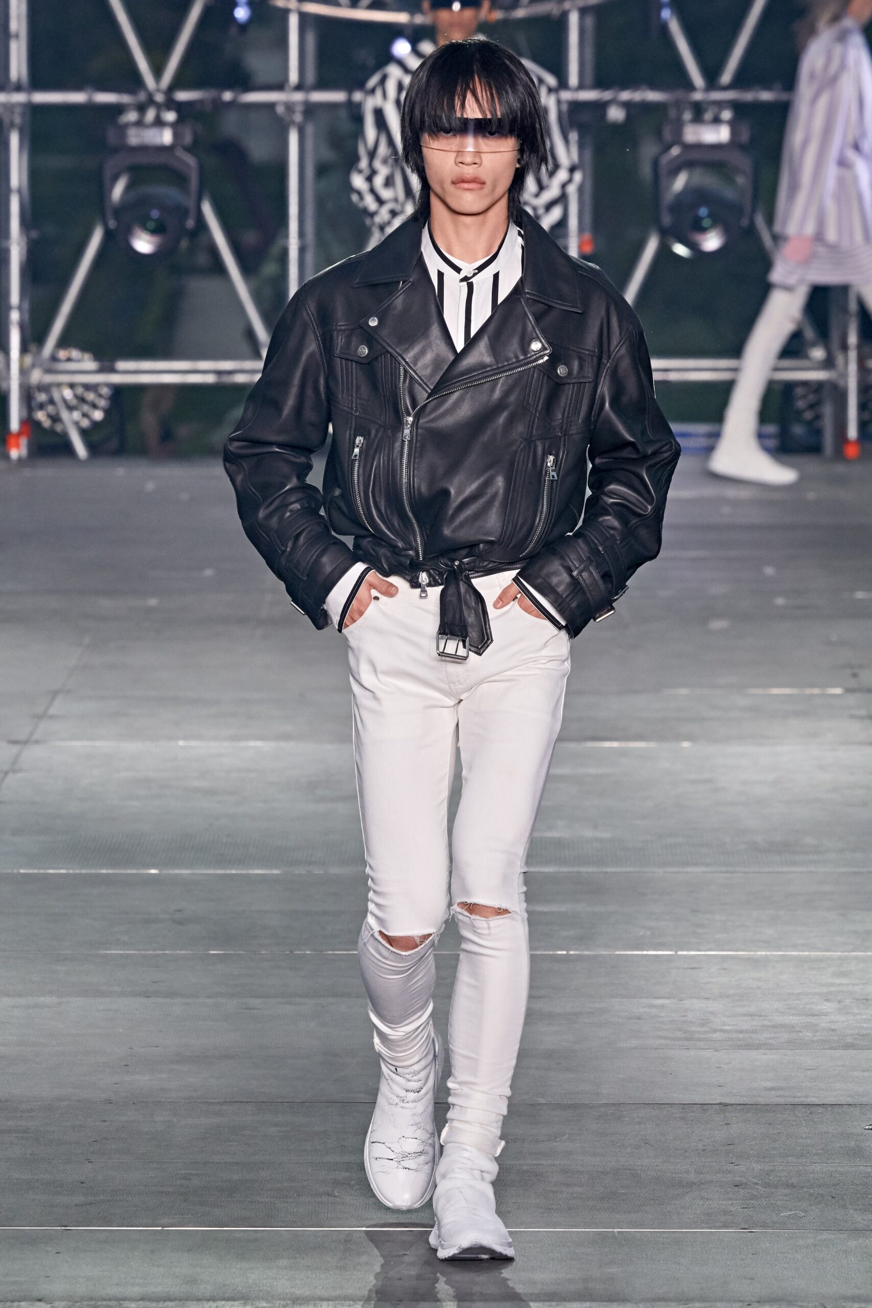 black leather fitted jacket