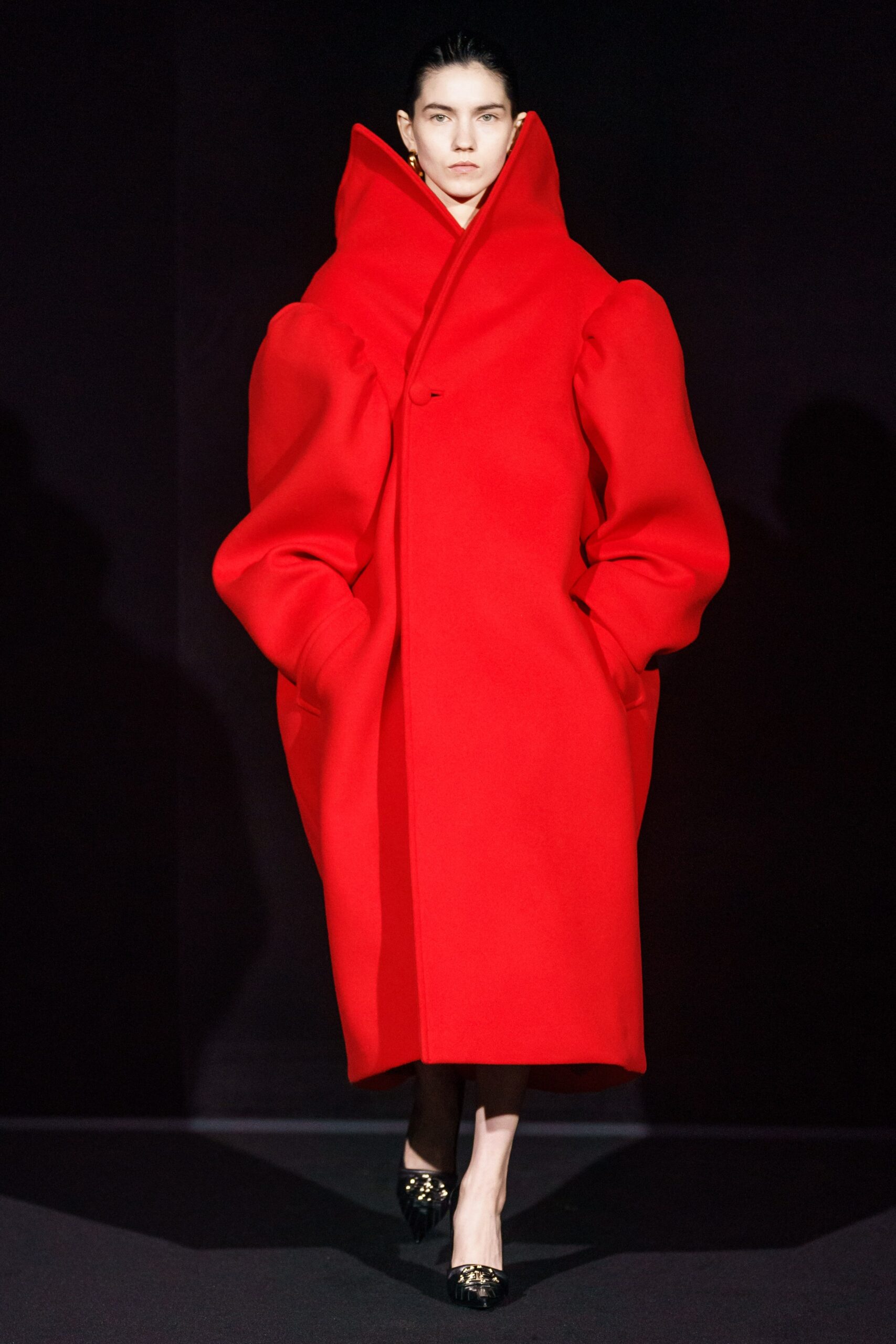oversized red wool coat