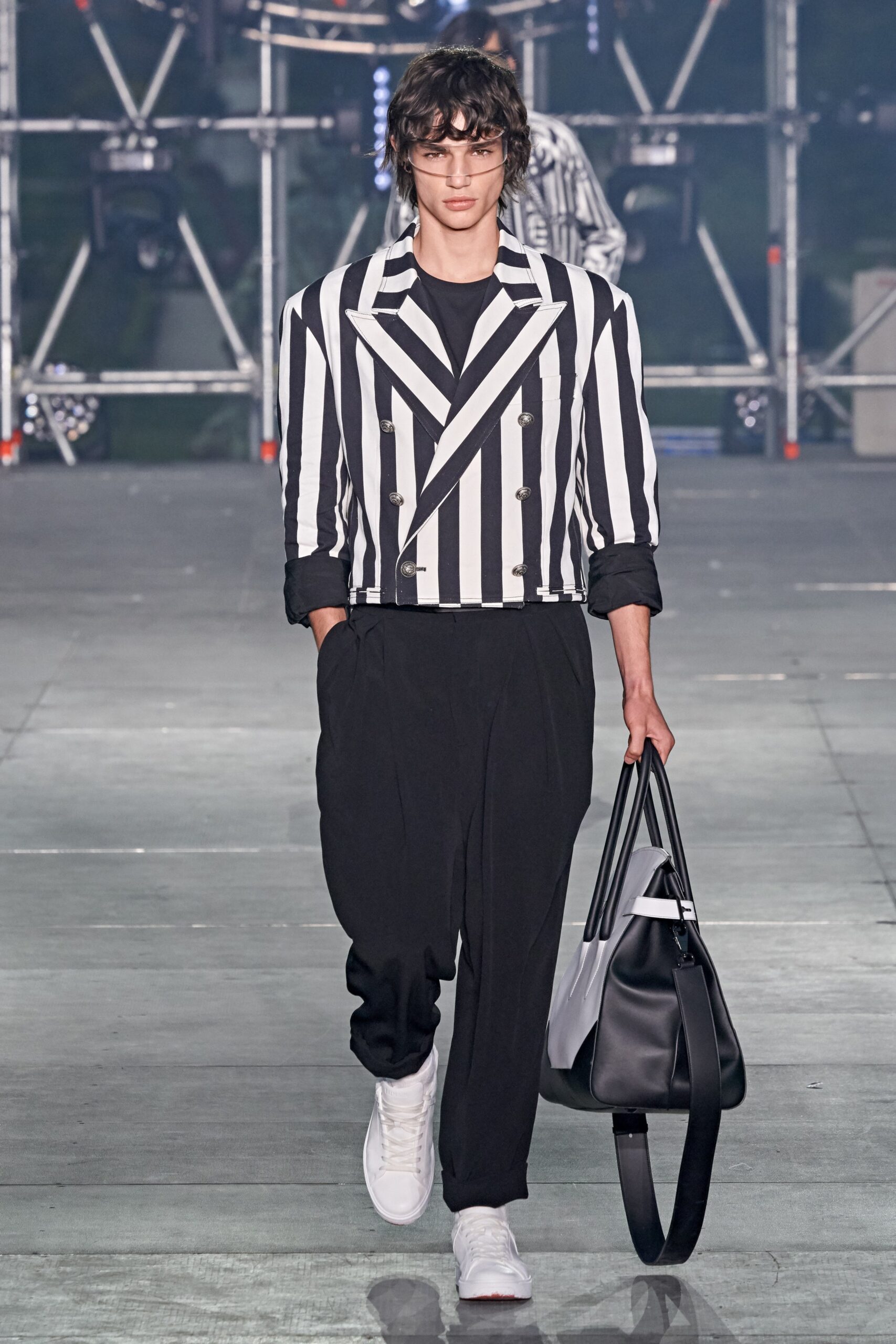 striped tailored jacket with relaxed pants
