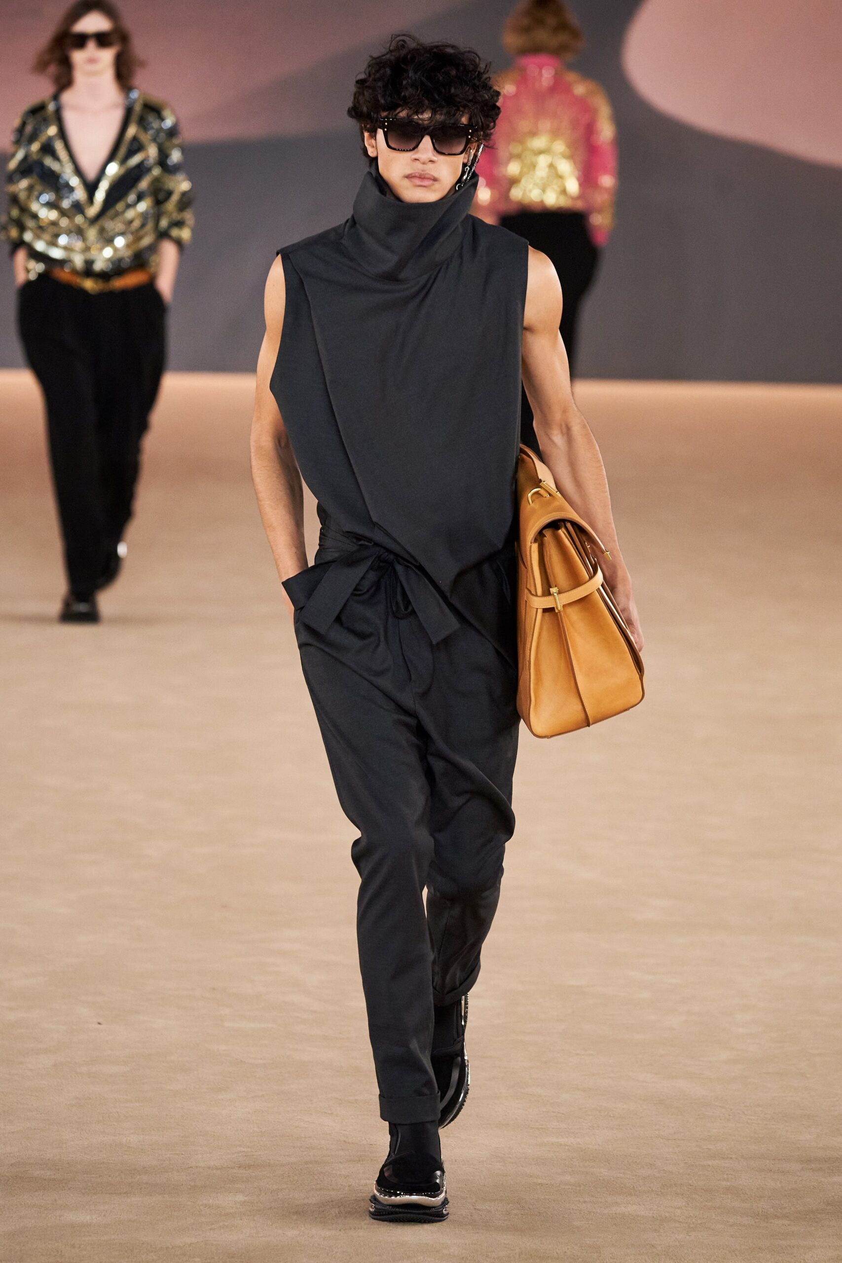 brown leather bag