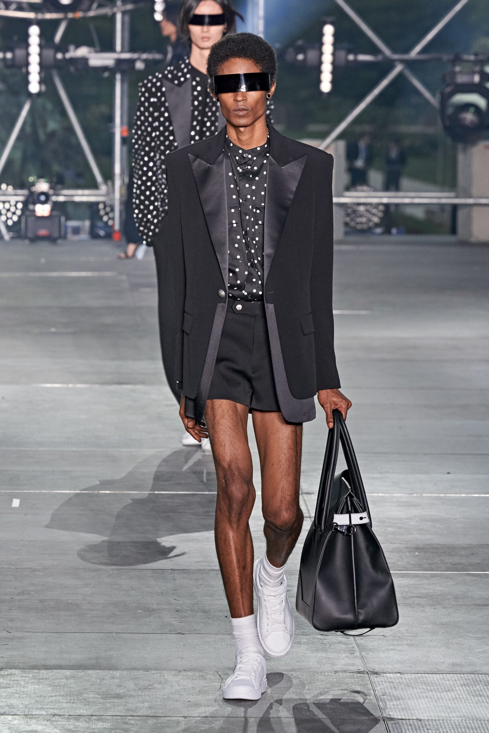 black tailored blazer with shorts