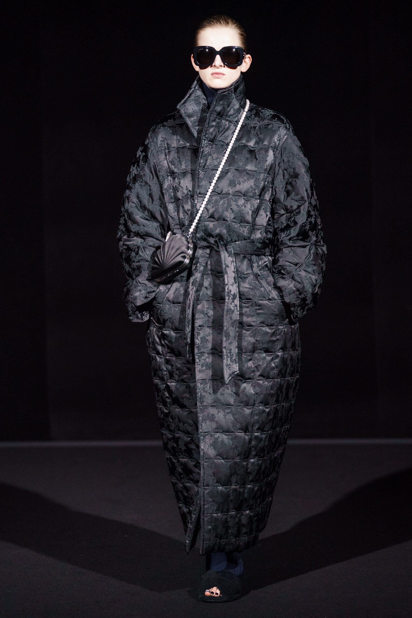 black quilted maxi coat
