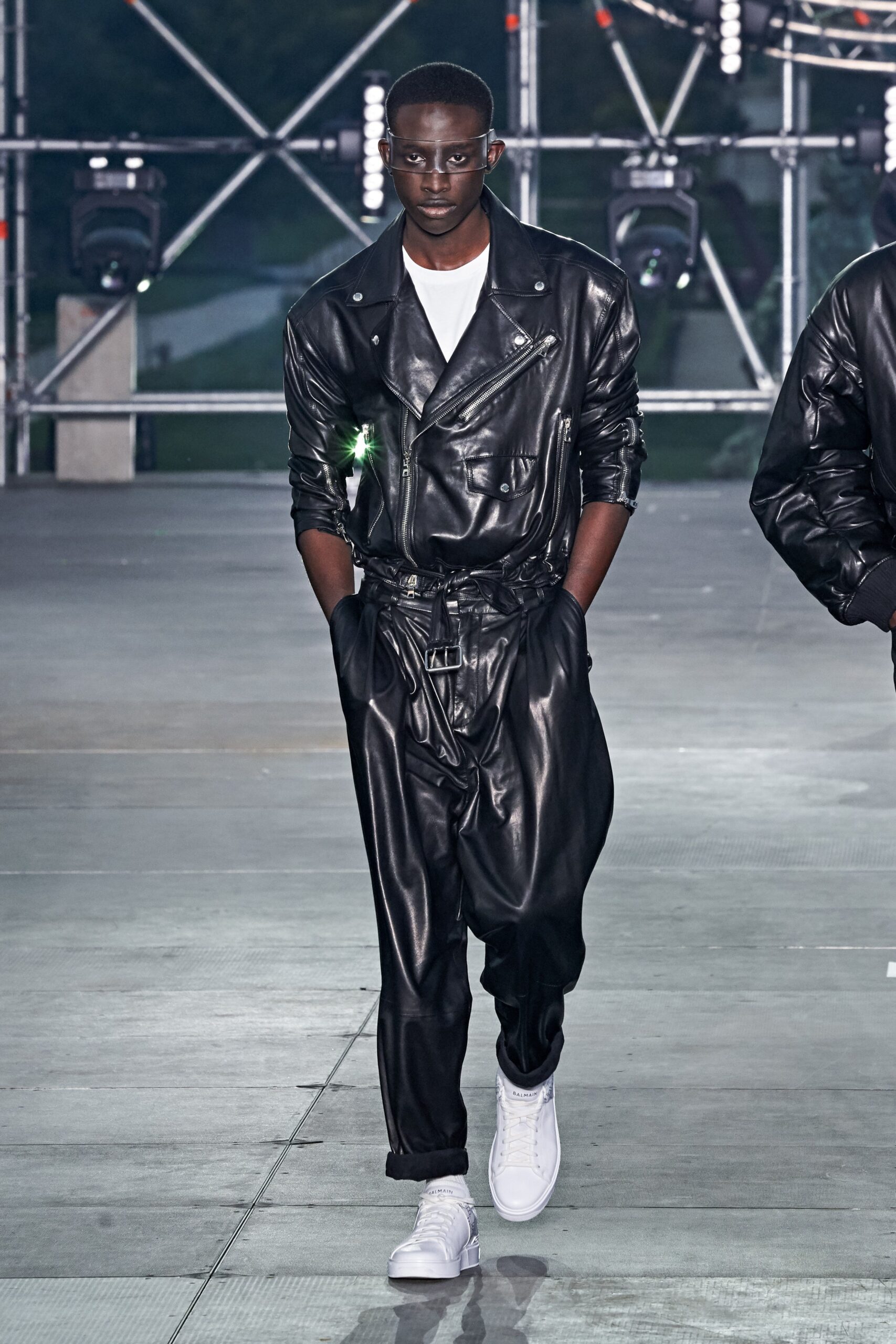 black leather jacket and pants