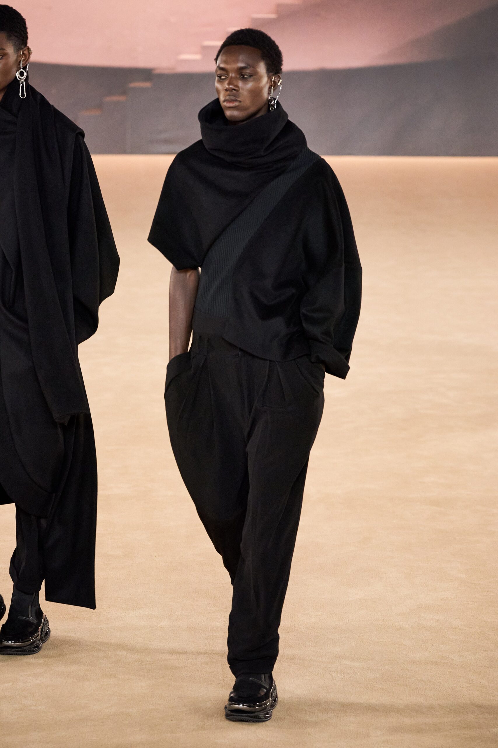 black relaxed top and pants