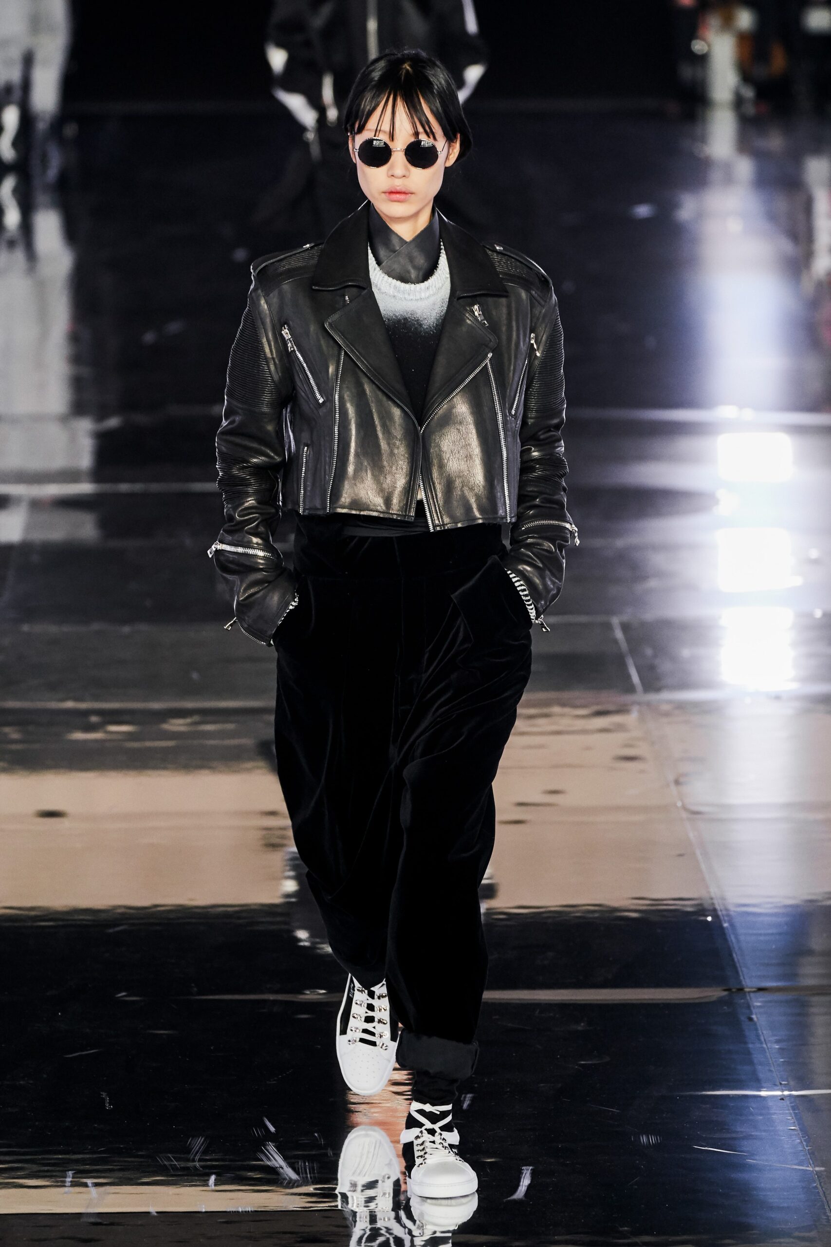 black velvet relaxed straight-leg pants
