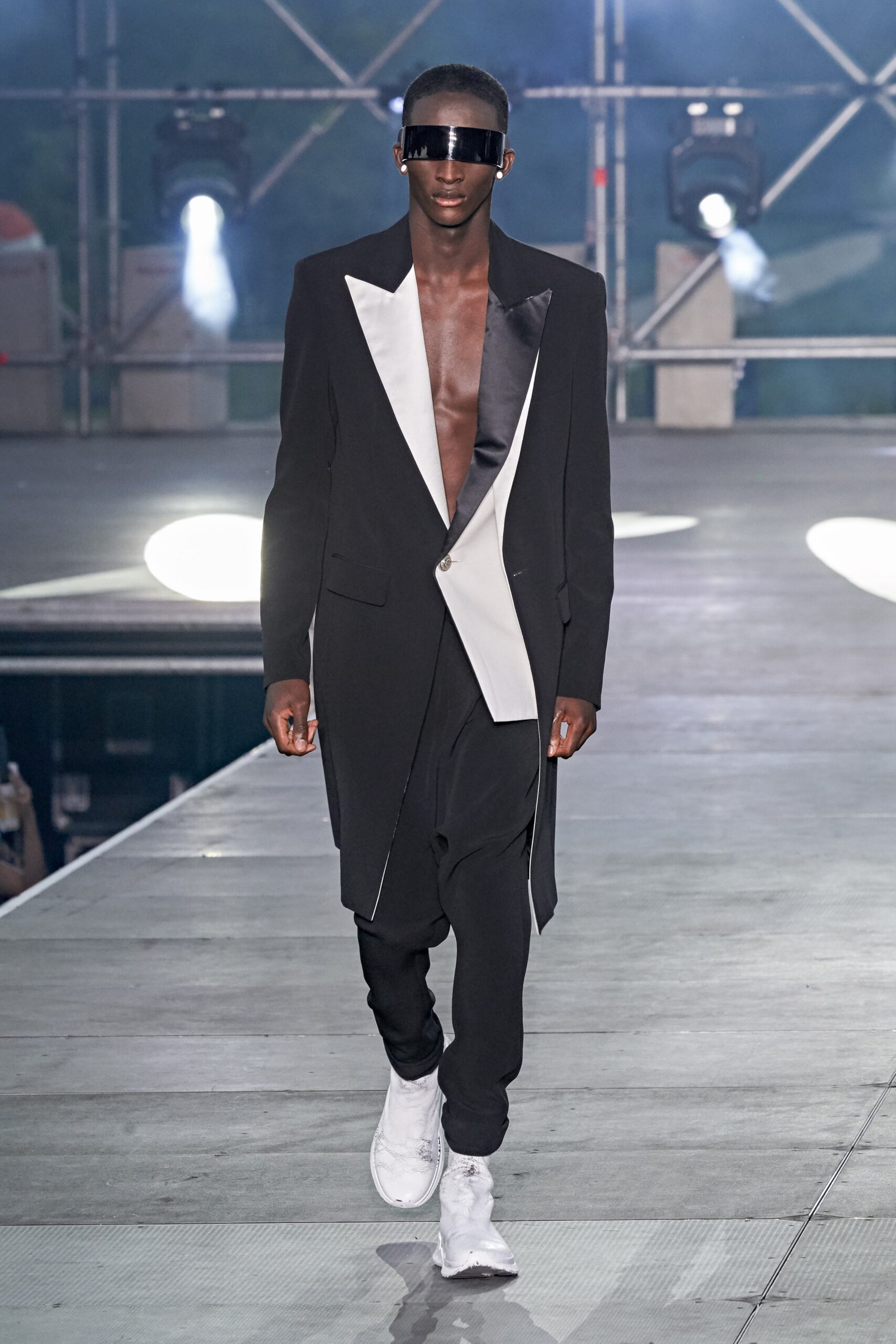black and white tailored suit