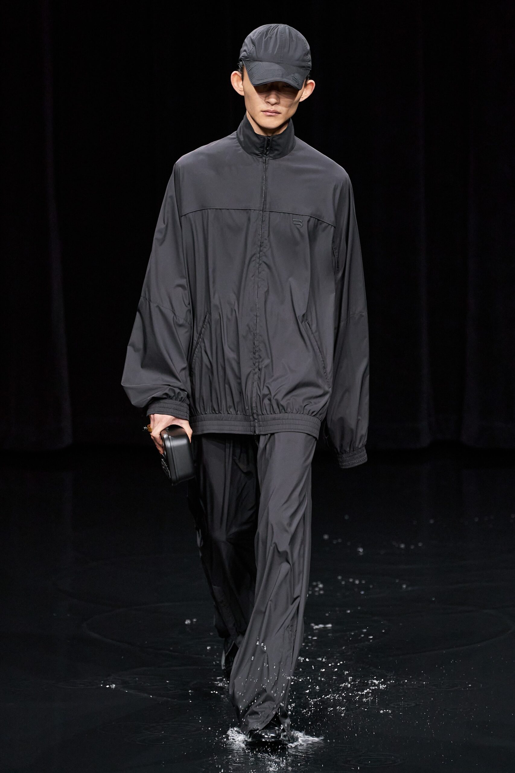 black jersey relaxed straight-leg pants