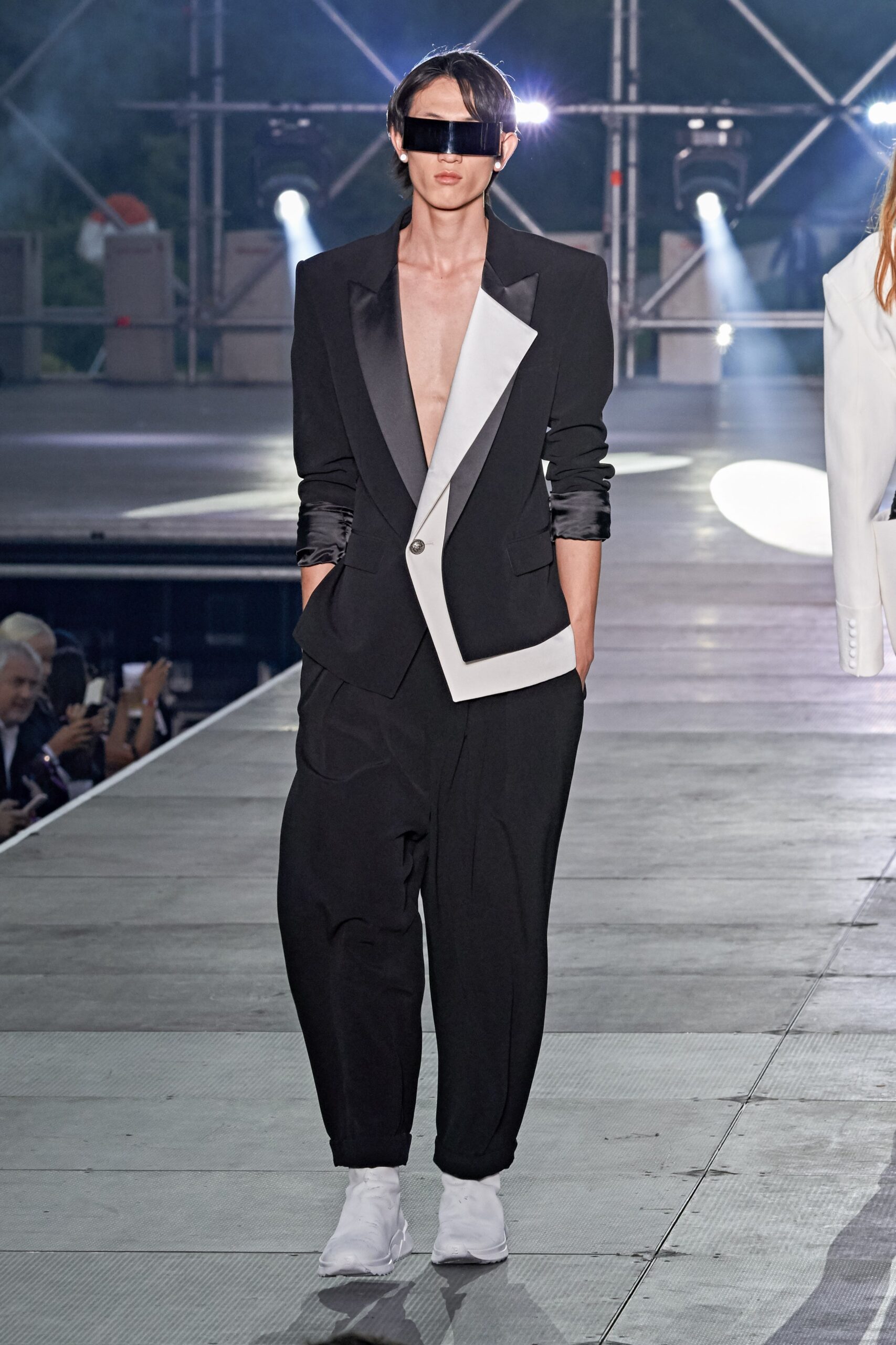 black and white relaxed suit