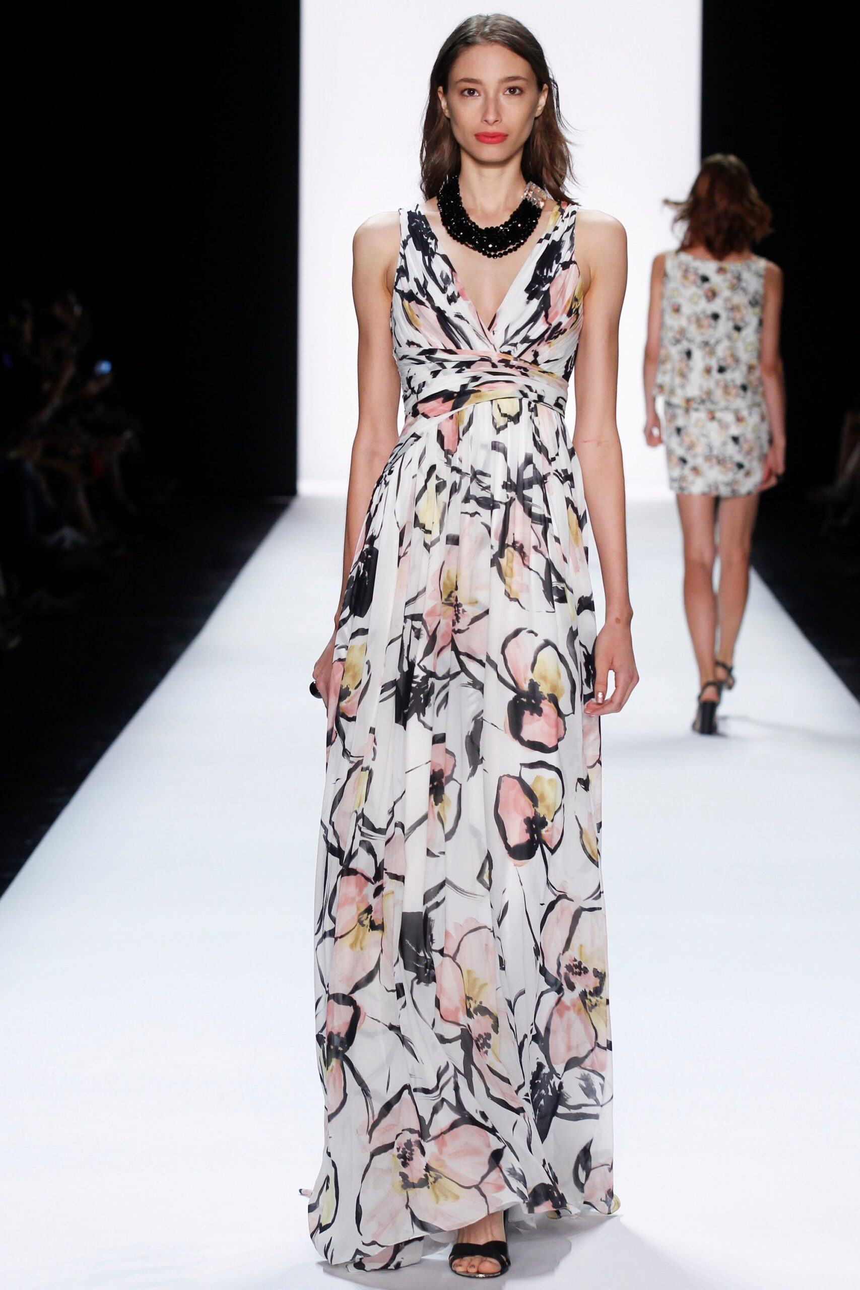 floral silk sleeveless gown