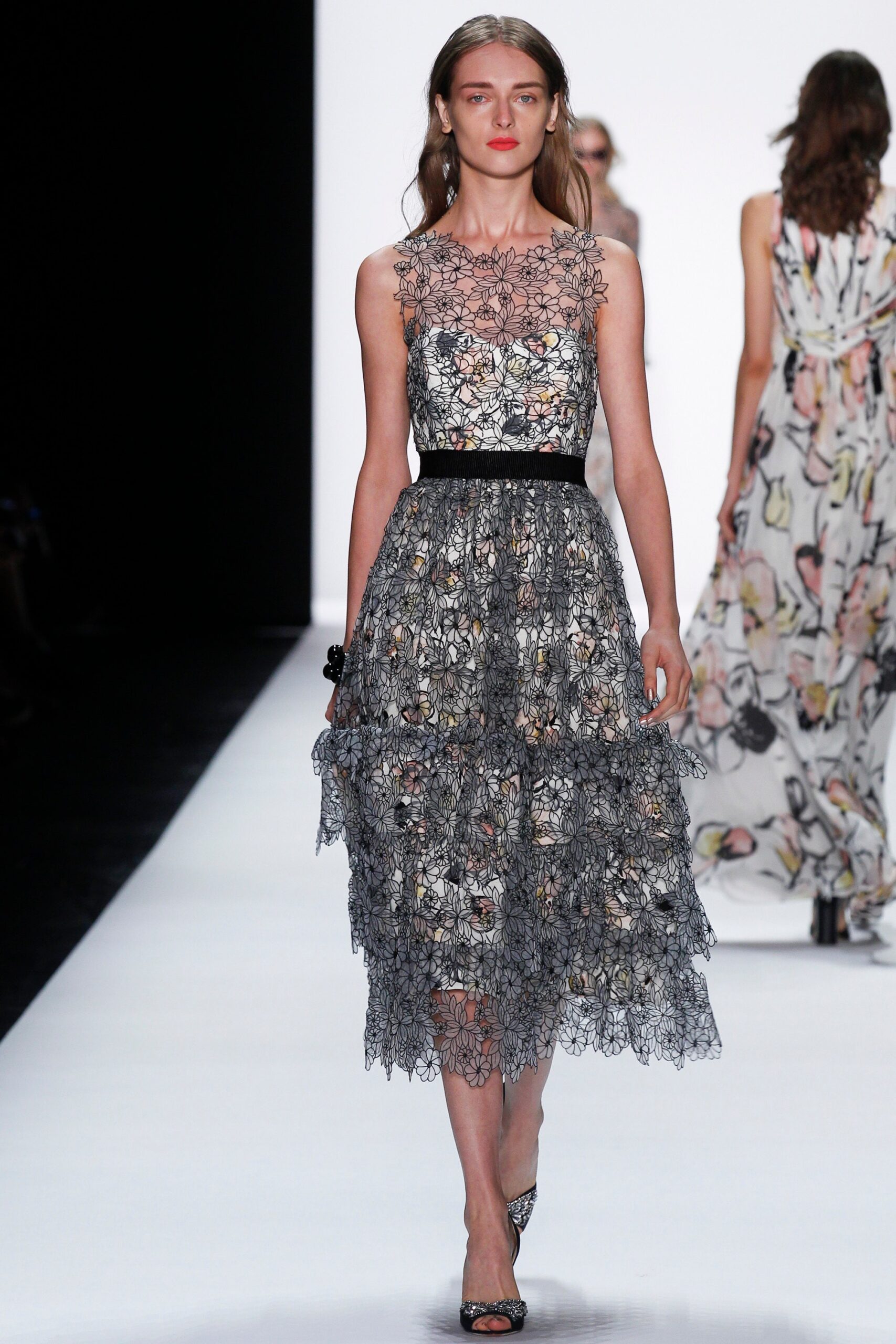 black multi-tiered lace dress