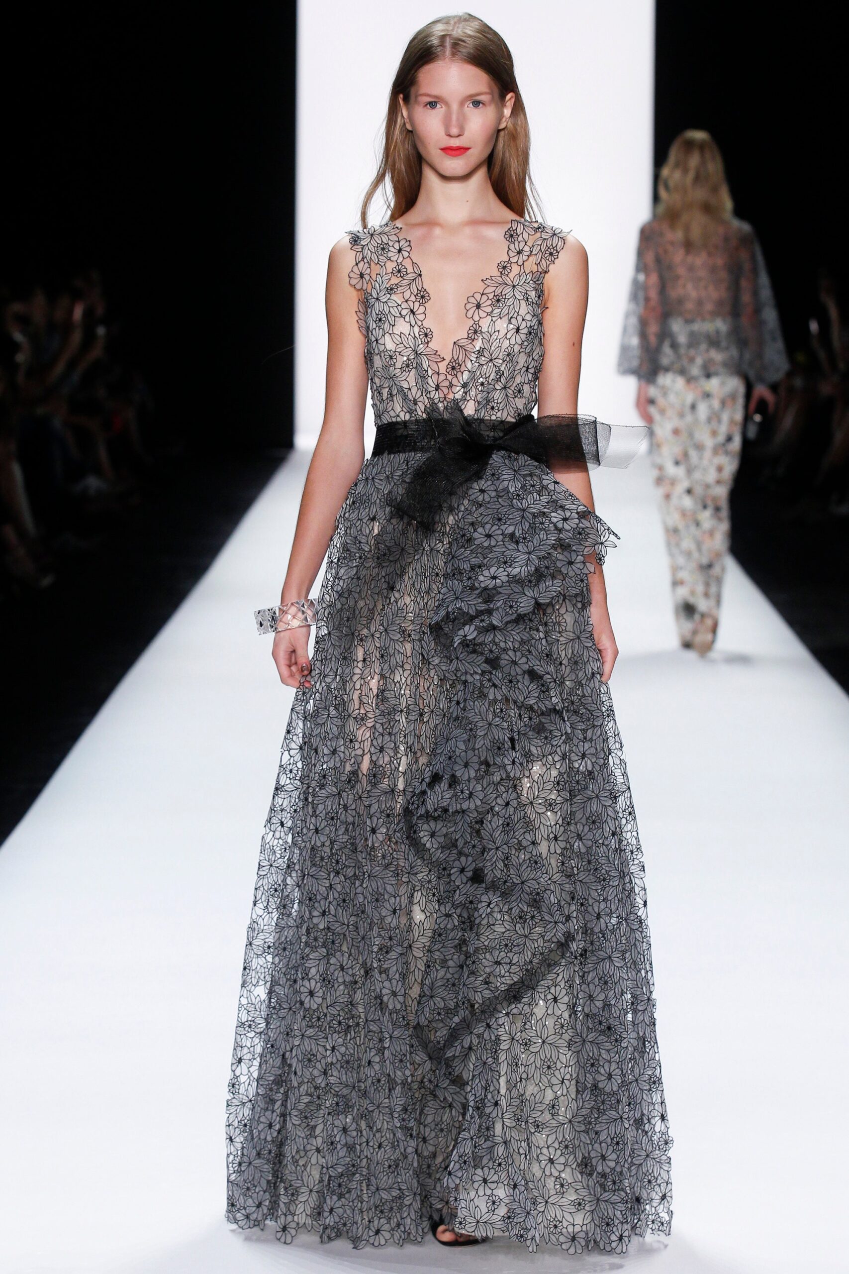 black and white lace gown