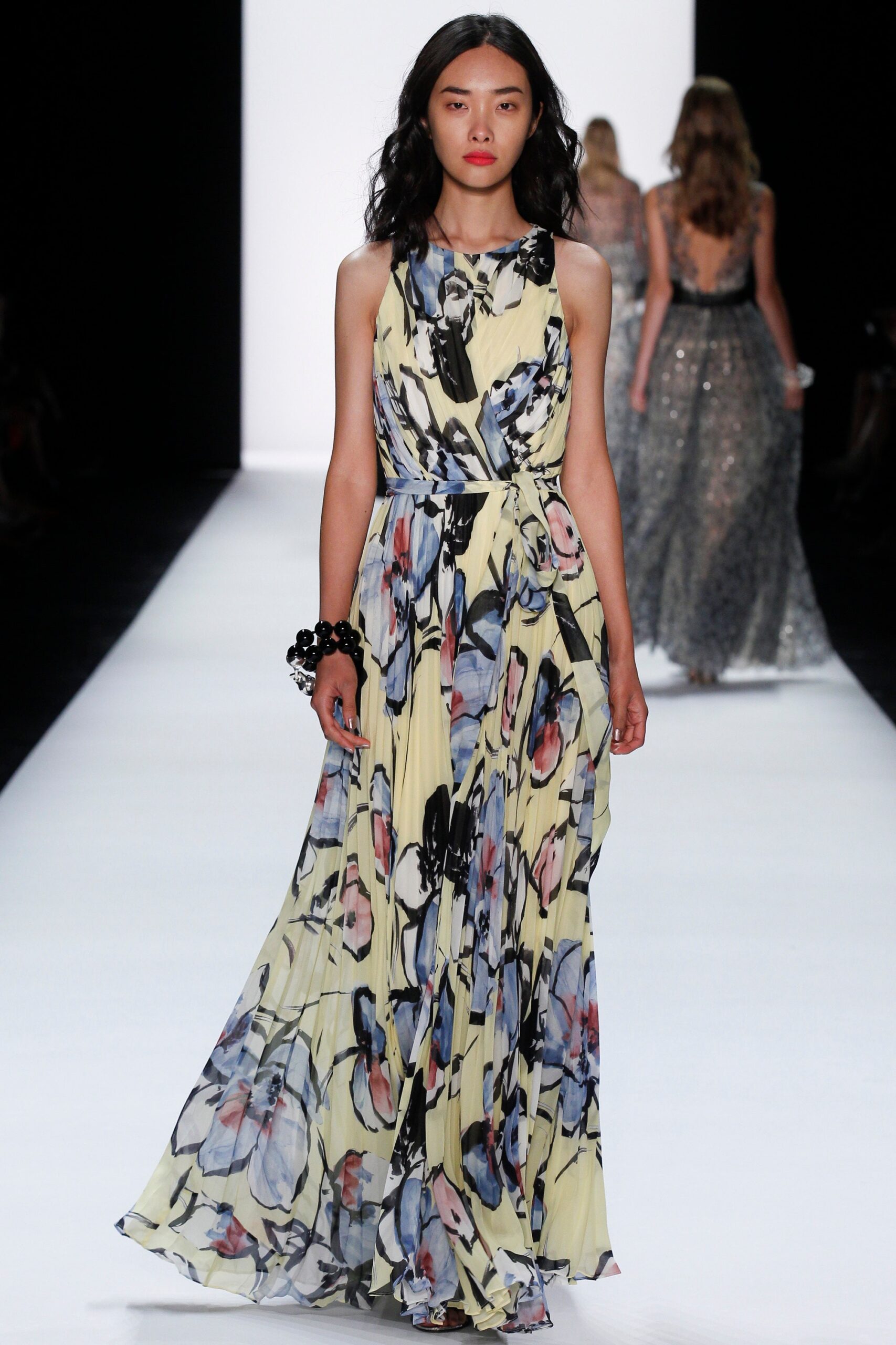 floral pleated maxi dress
