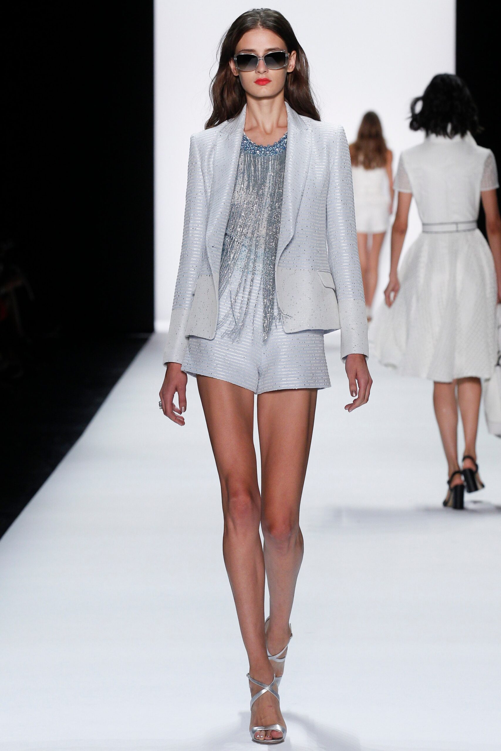 white tailored blazer with shorts