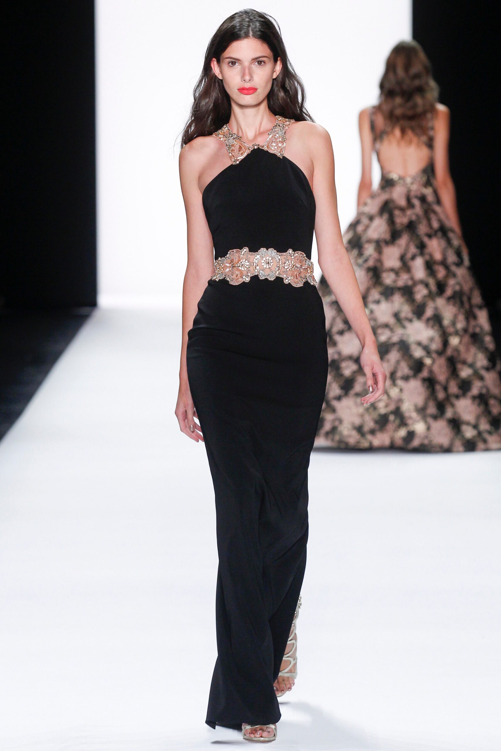 black silk fitted gown