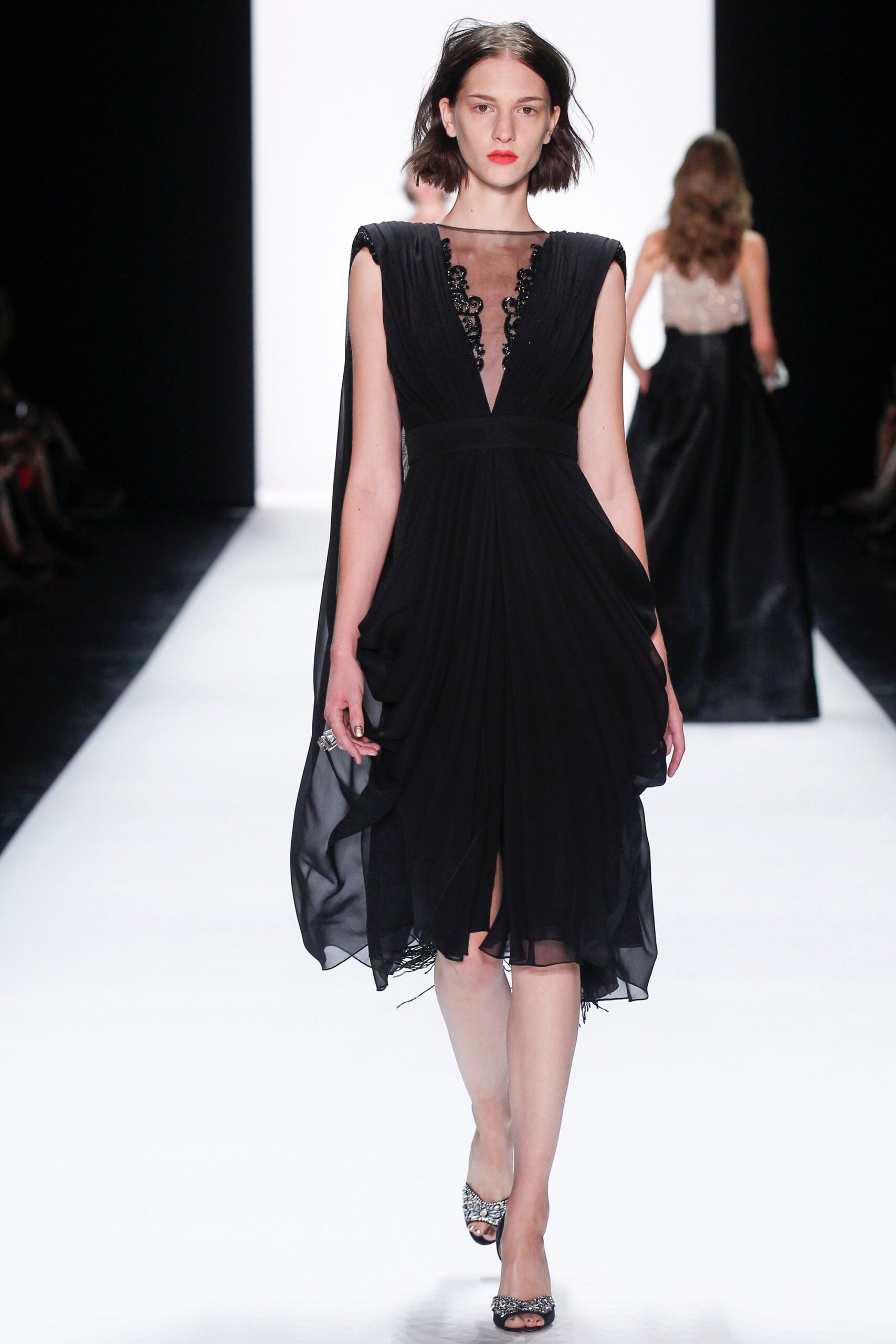 black silk sleeveless dress