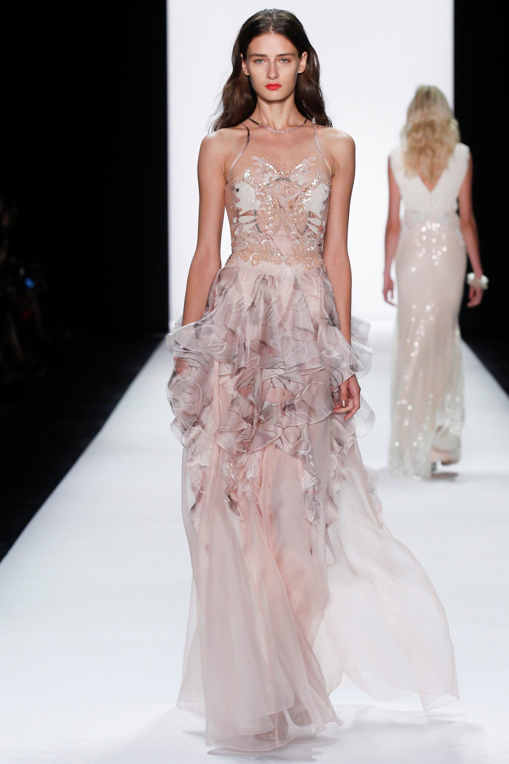 pink silk sleeveless gown