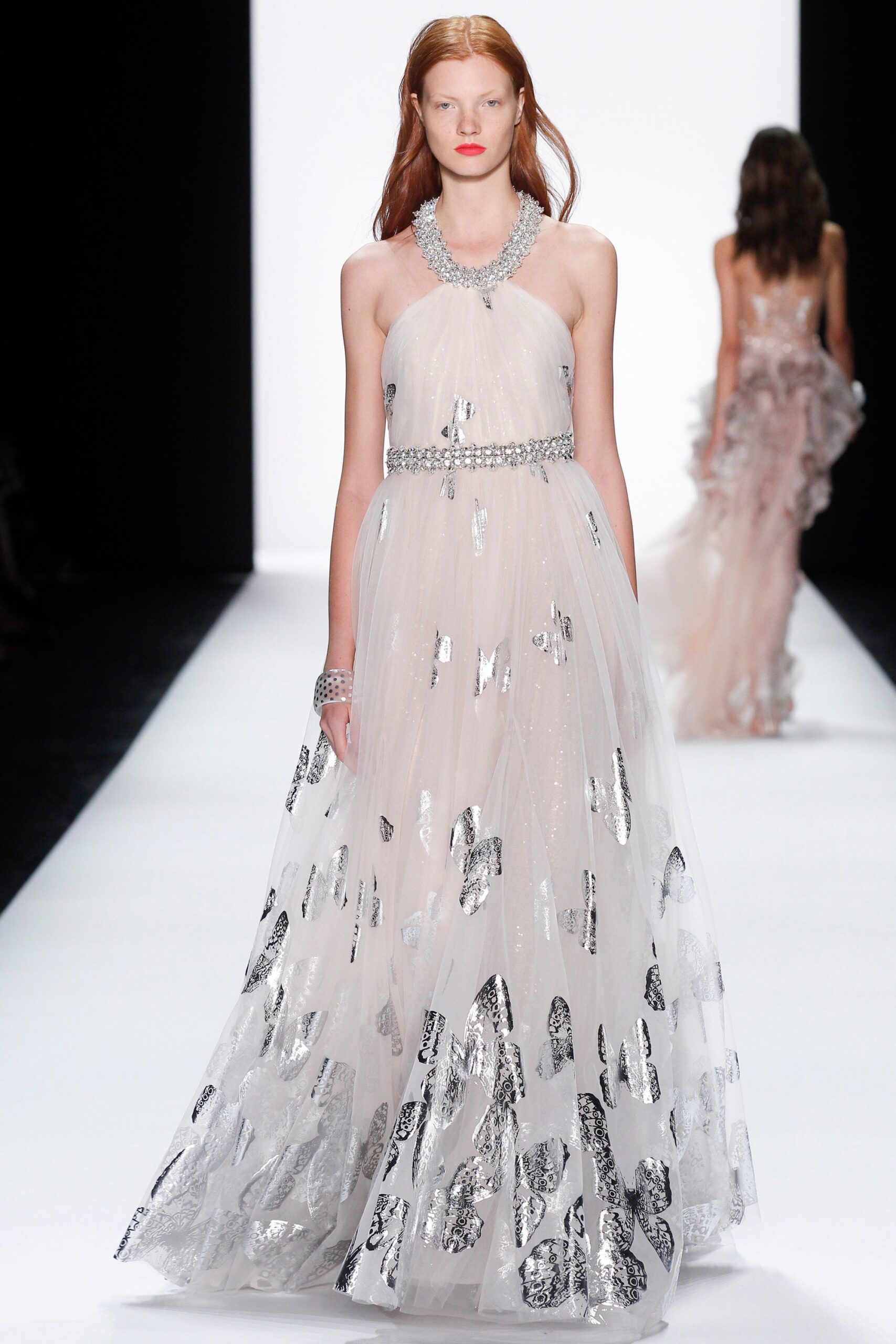 white tulle embellished gown