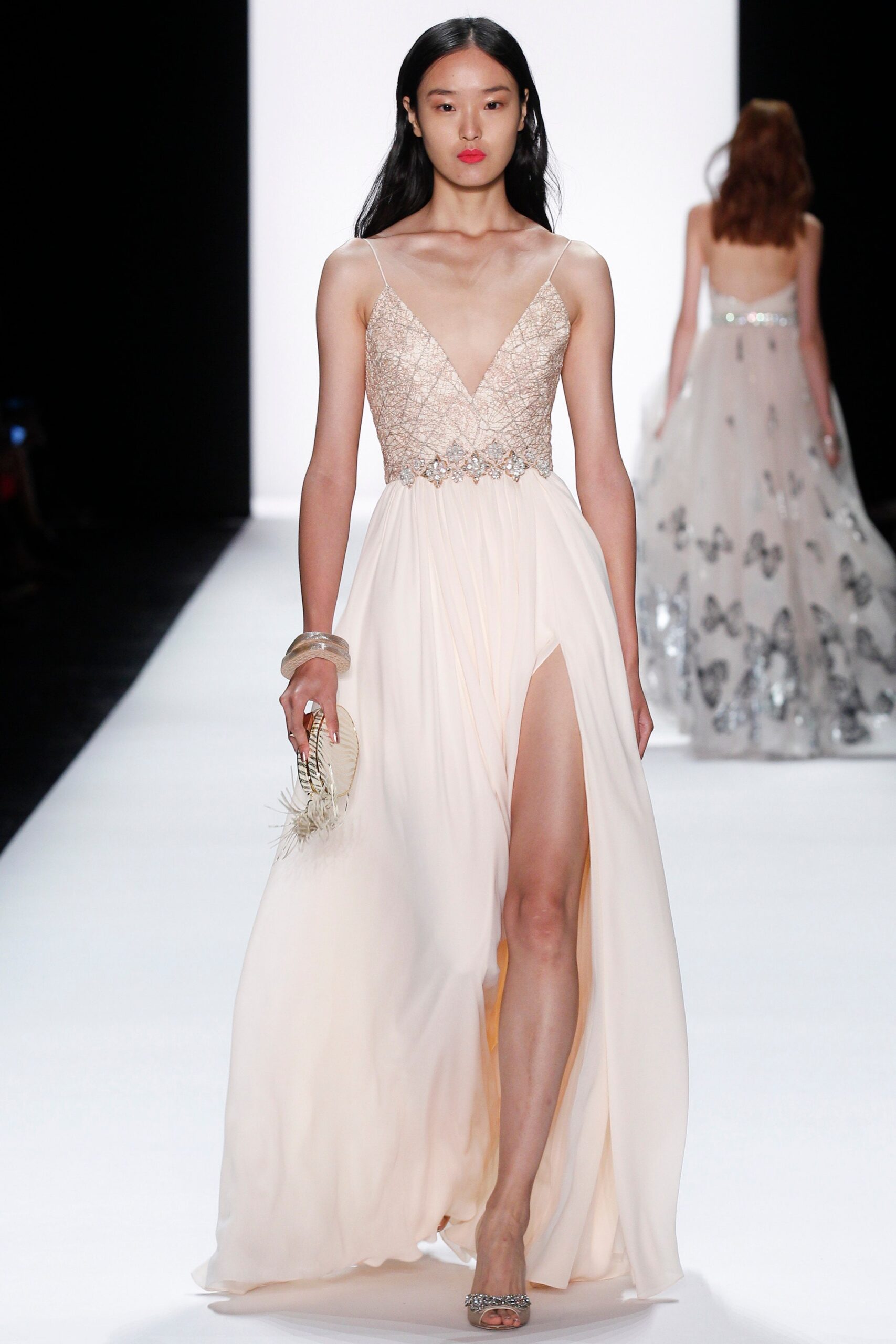 fitted pink silk gown