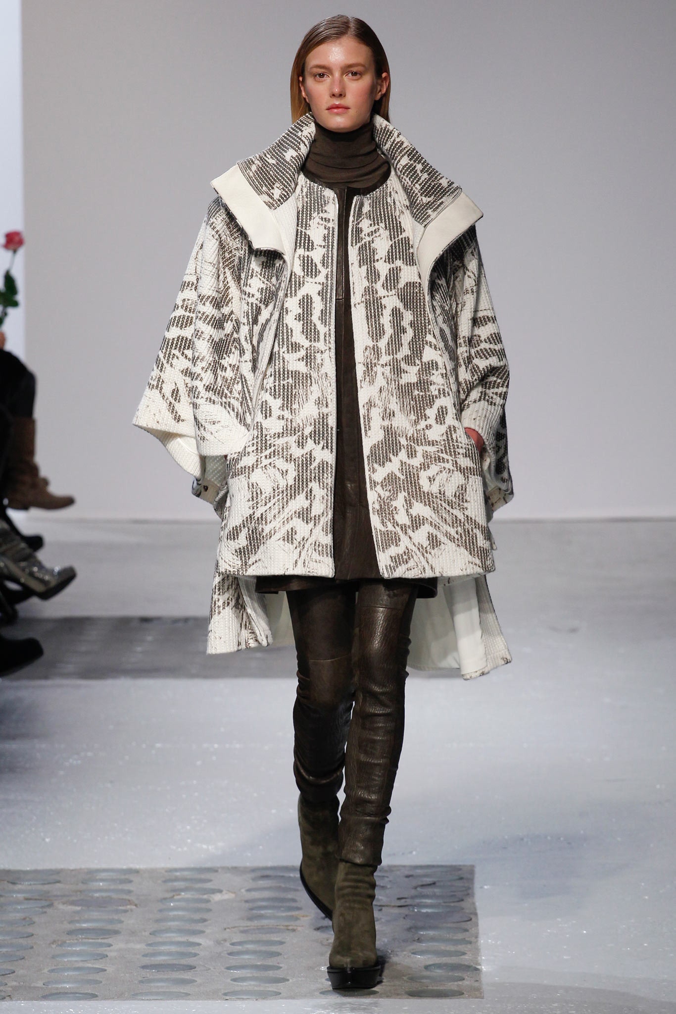 relaxed gray printed cape